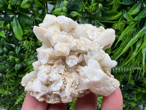Calcite on Aragonite & Green Quartz: Djurcovo Mine, Bulgaria