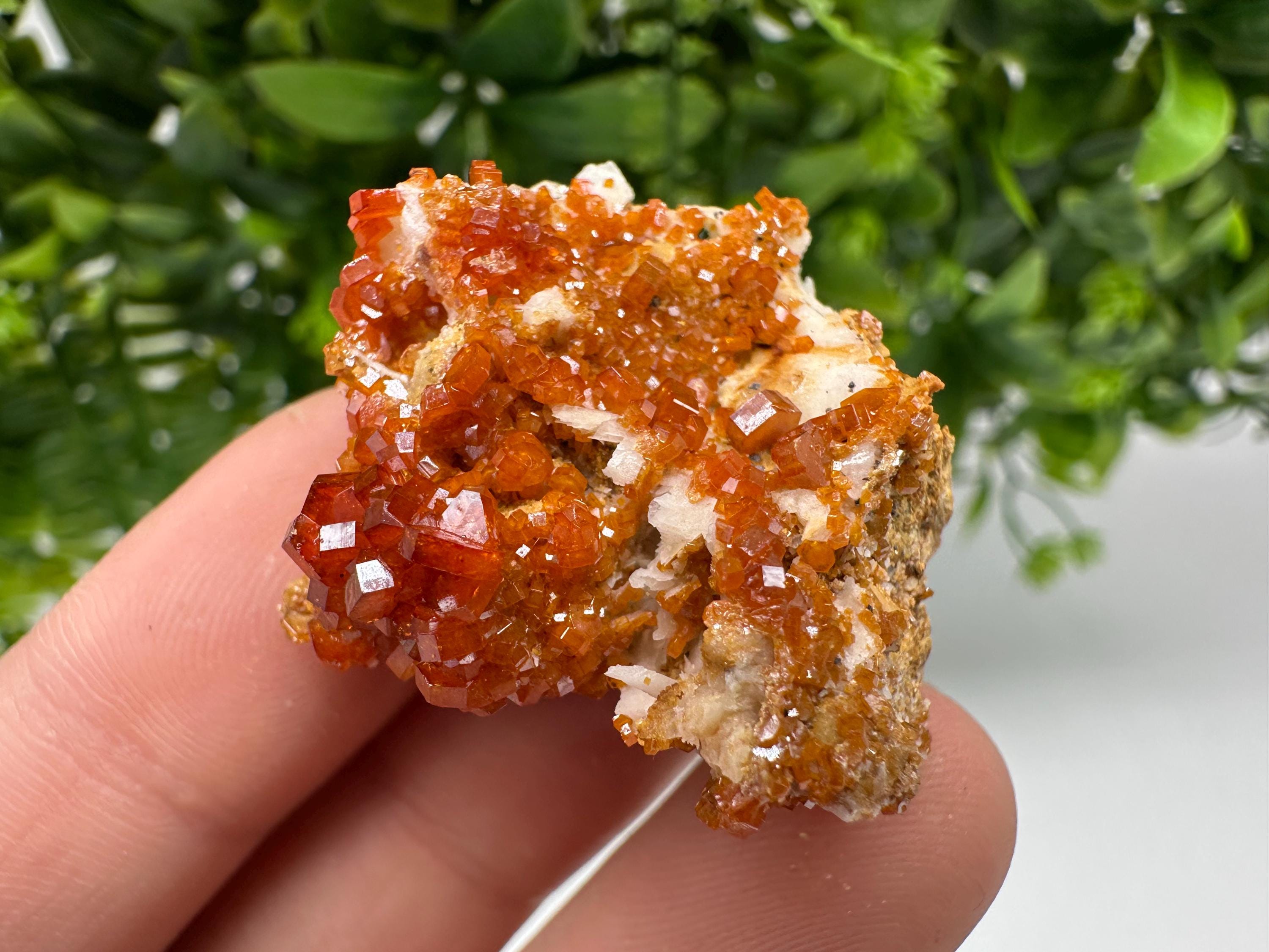 Red Vanadinite on Barite Specimen: Moroccan Crystal Cluster (3.5/3/2cm, 22 grams)