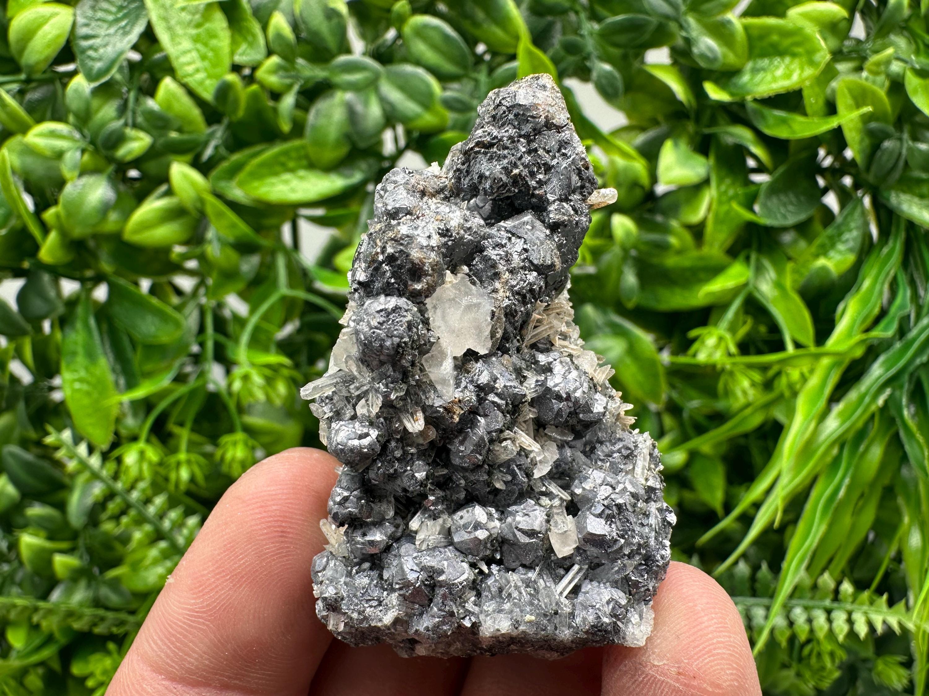 Galena with Quartz and Calcite, Borieva Mine Mineral Specimen