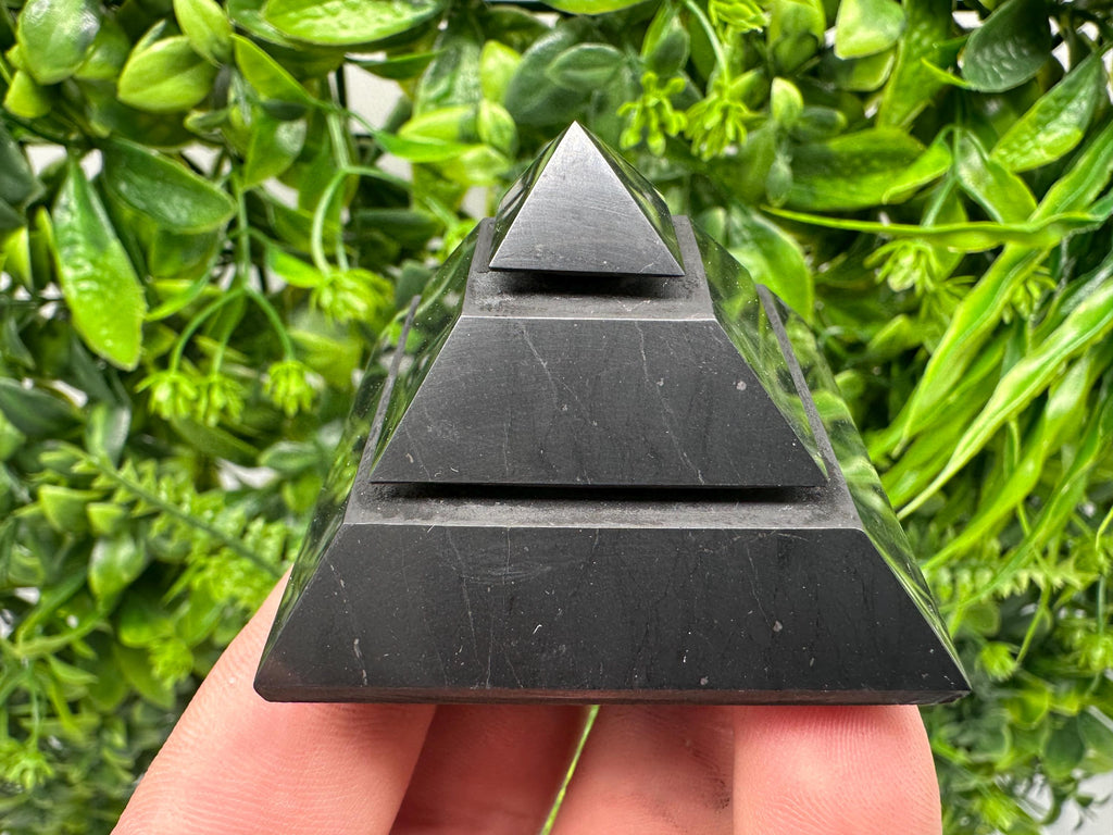 Polished Shungite Pyramid: EMF Protection, Sacred Geometry (5cm)
