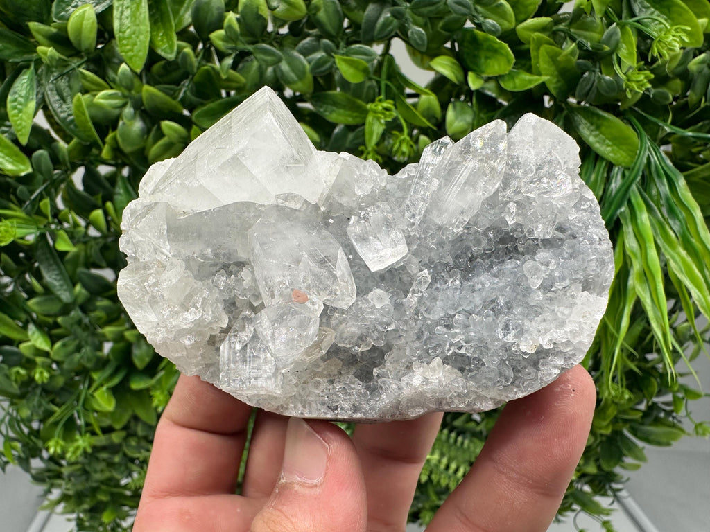 Apophyllite Stilbite on Chalcedony: Natural Mineral Specimen, India