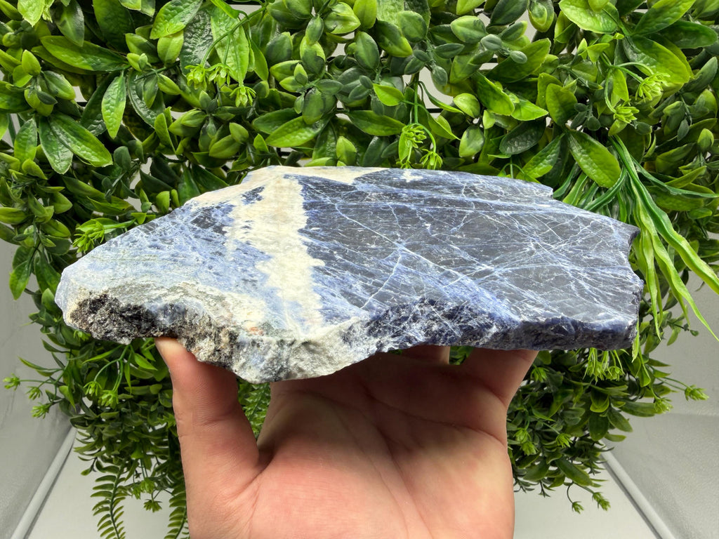 Polished Sodalite Slice – Natural Blue Crystal Slab, Home Decor Accent