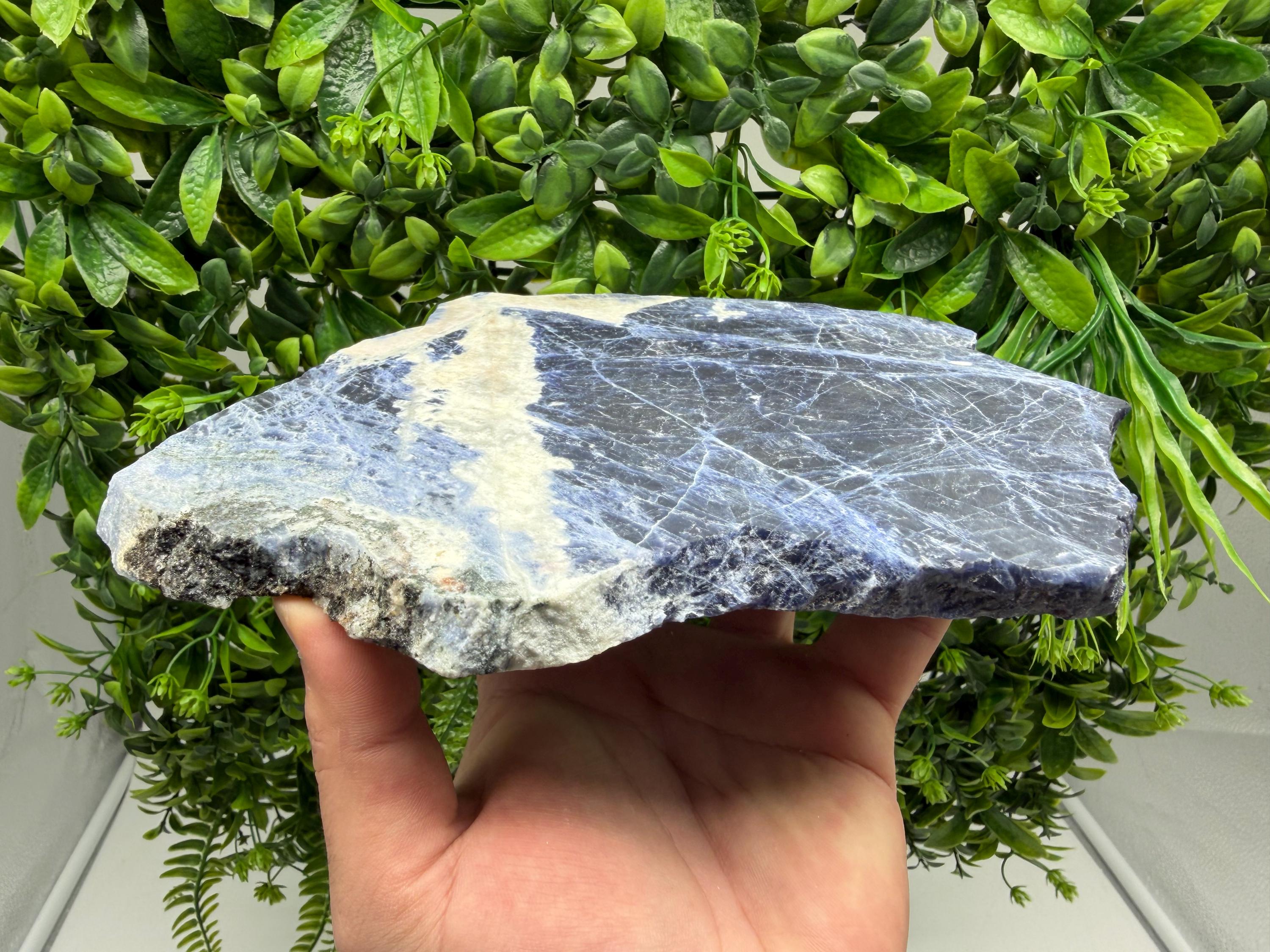 Polished Sodalite Slice – Natural Blue Crystal Slab, Home Decor Accent