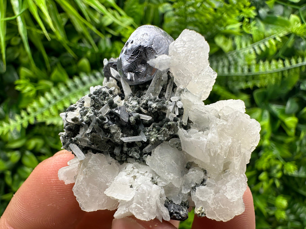 Mirror Galena, Calcite, Sphalerite on Quartz with Chlorite, Bulgaria