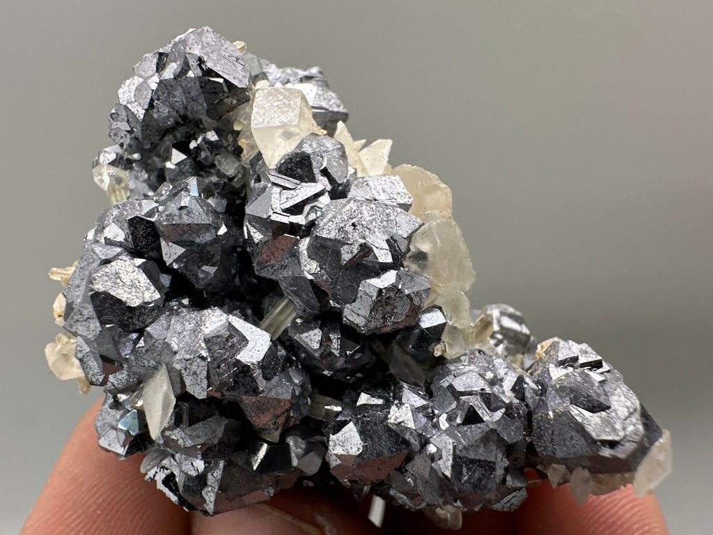 Shiny Galena with Calcite: Borieva Mine, Bulgaria