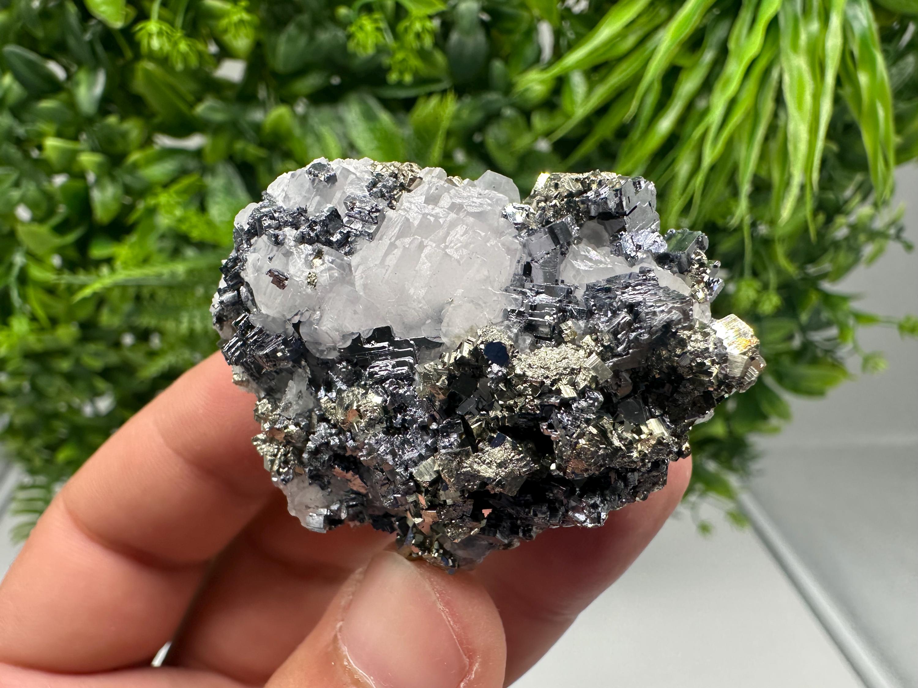 Calcite Pyrite on Galena with Quartz, Borieva Mine, Bulgaria