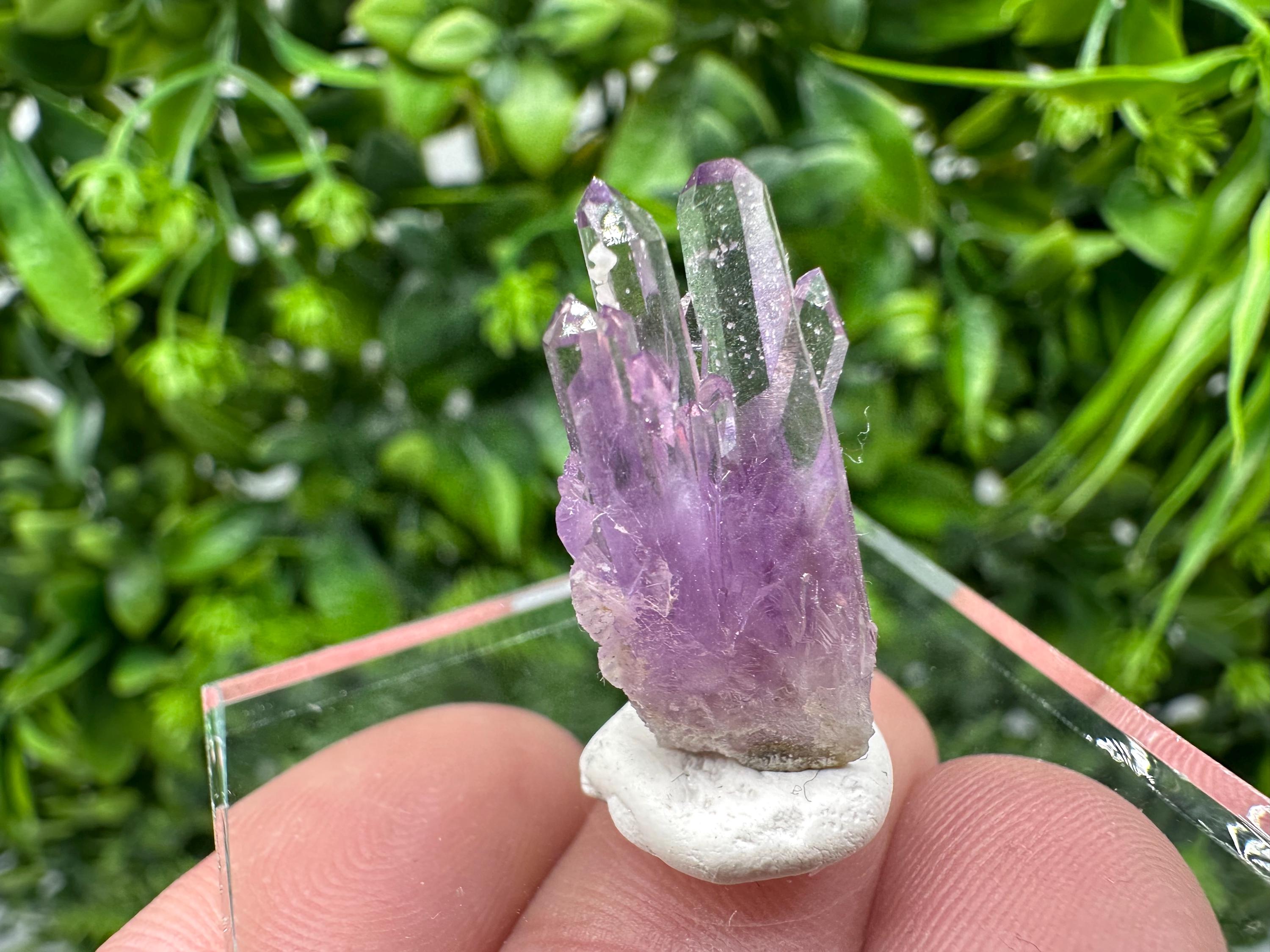Phantom Amethyst Crystal with Cerussite, Bulgarian Mineral Specimen