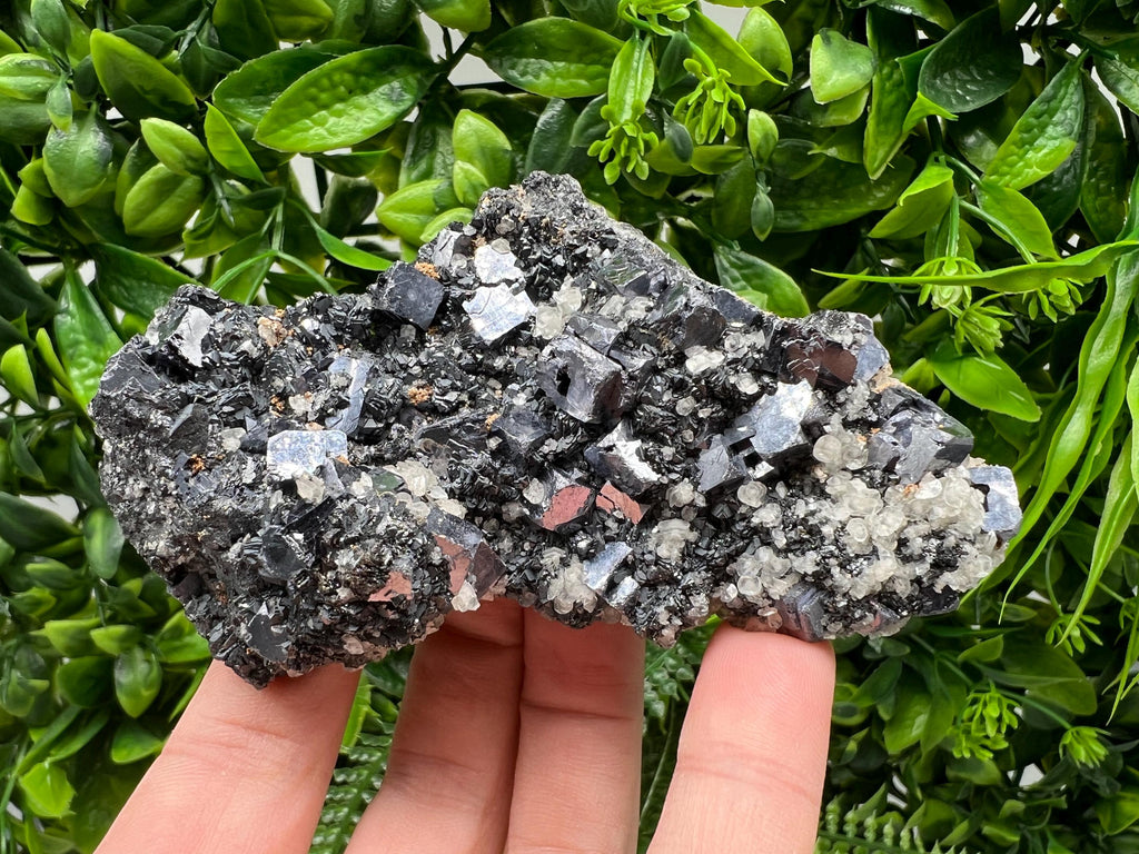 Wonderful Shiny Galena,Chalcopyrite on Calcite From Borieva mine,Bulgaria,Natural,collection mineral specimen,gift,home decor crystal,clust