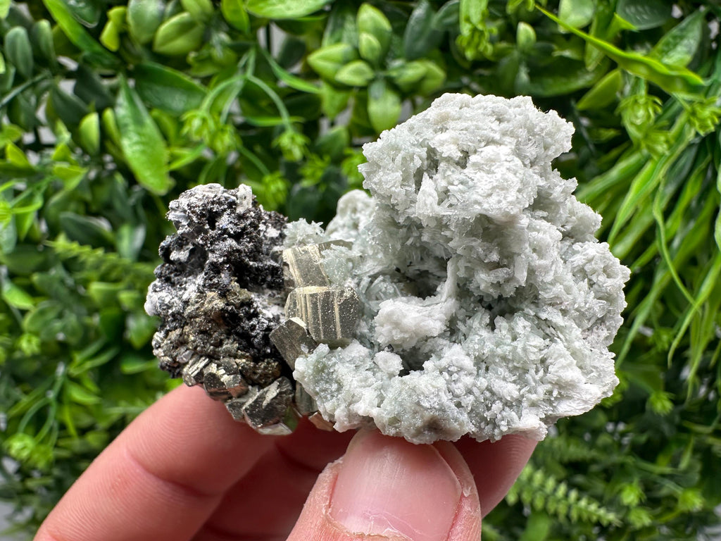 Red Pyrite on Green Quartz, Sphalerite Specimen, Borieva Mine
