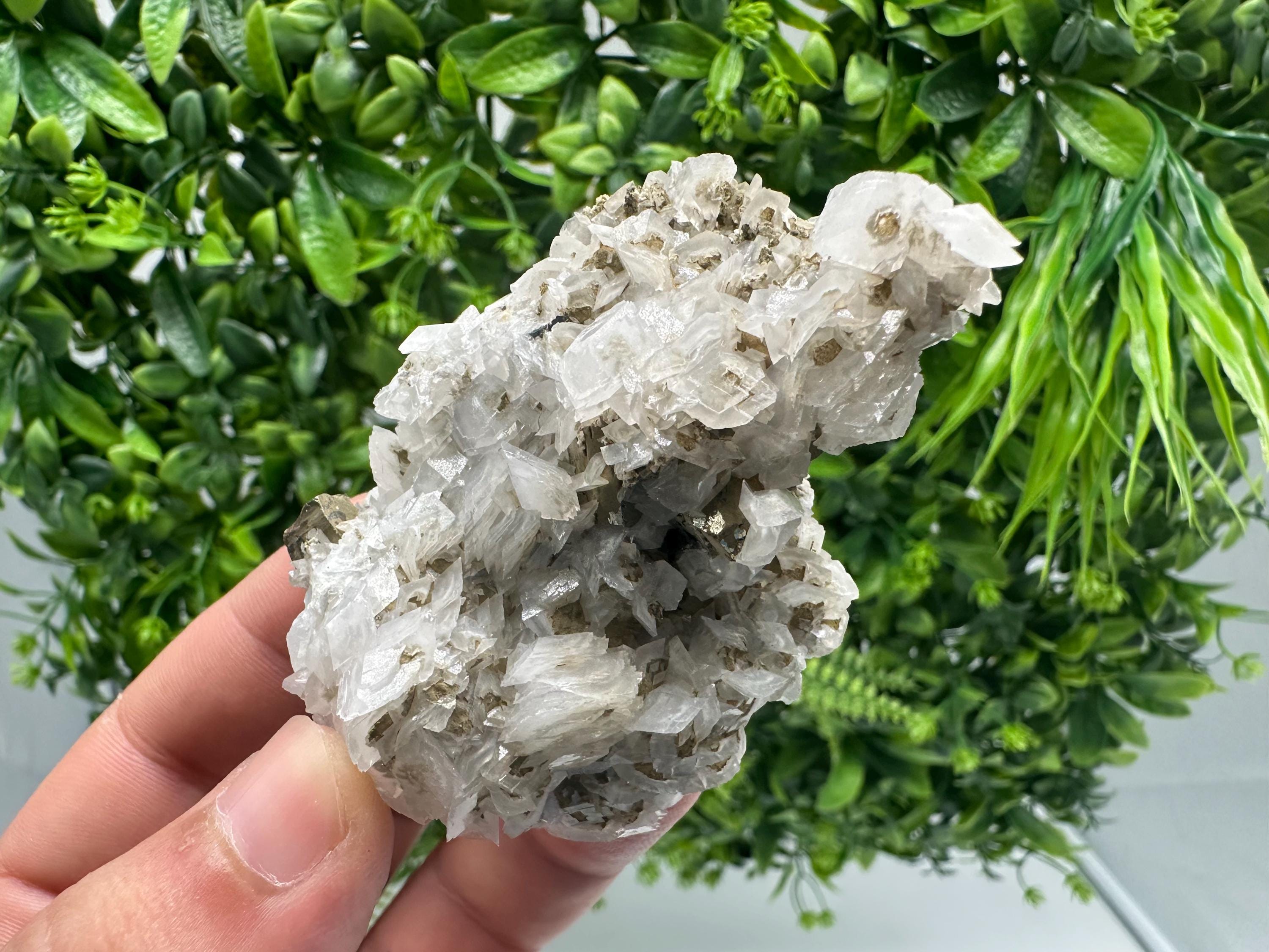 Quartz Crystal with Calcite and Chlorite: Borieva Mine, Bulgaria