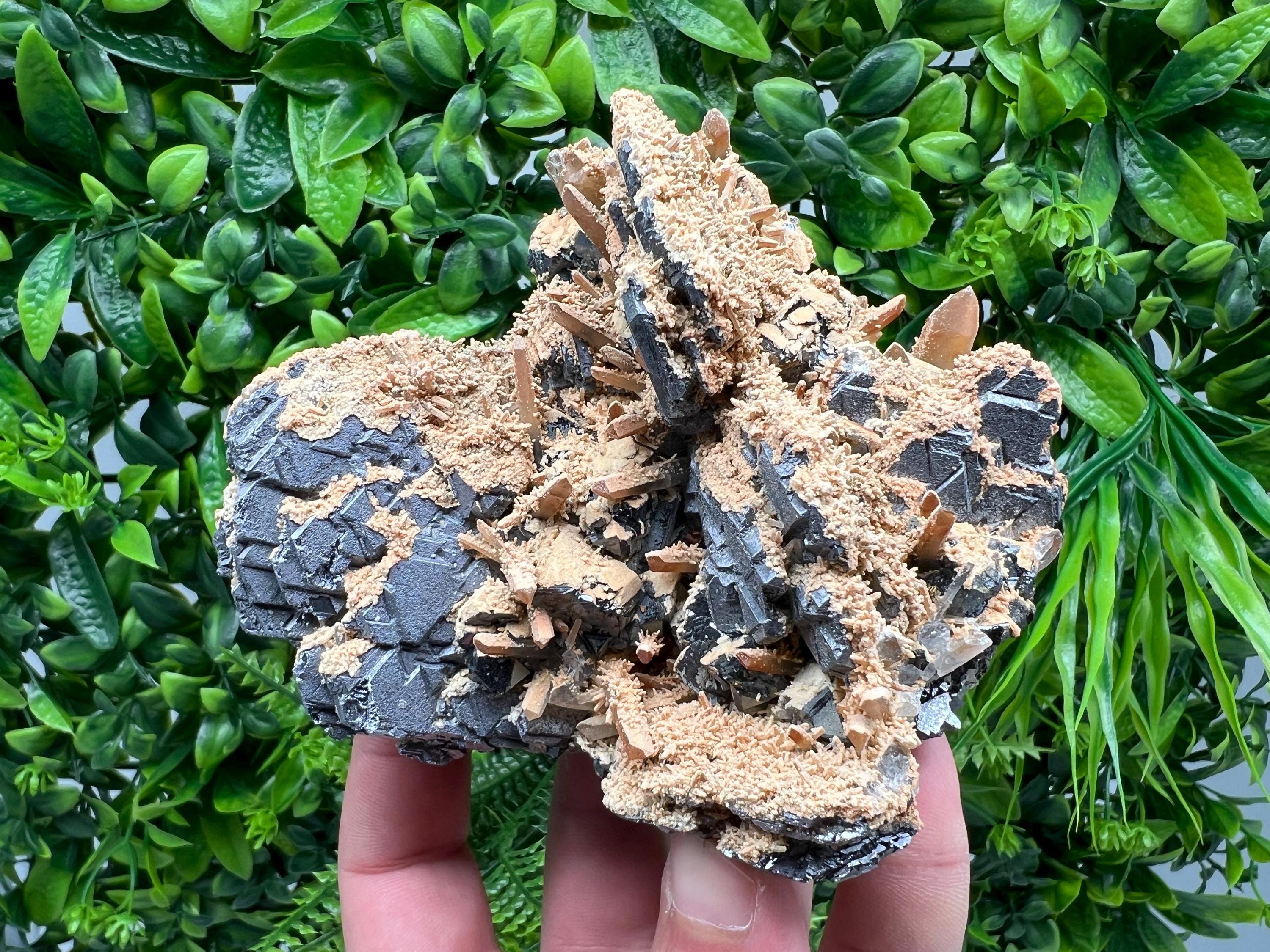 Spinel Law Galena with Quartz and Calcite Mineral Specimen