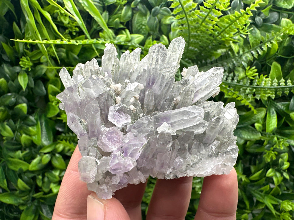 Amethyst Quartz Cluster, Calcite and Chlorite Inclusions, Rare Mineral Specimen