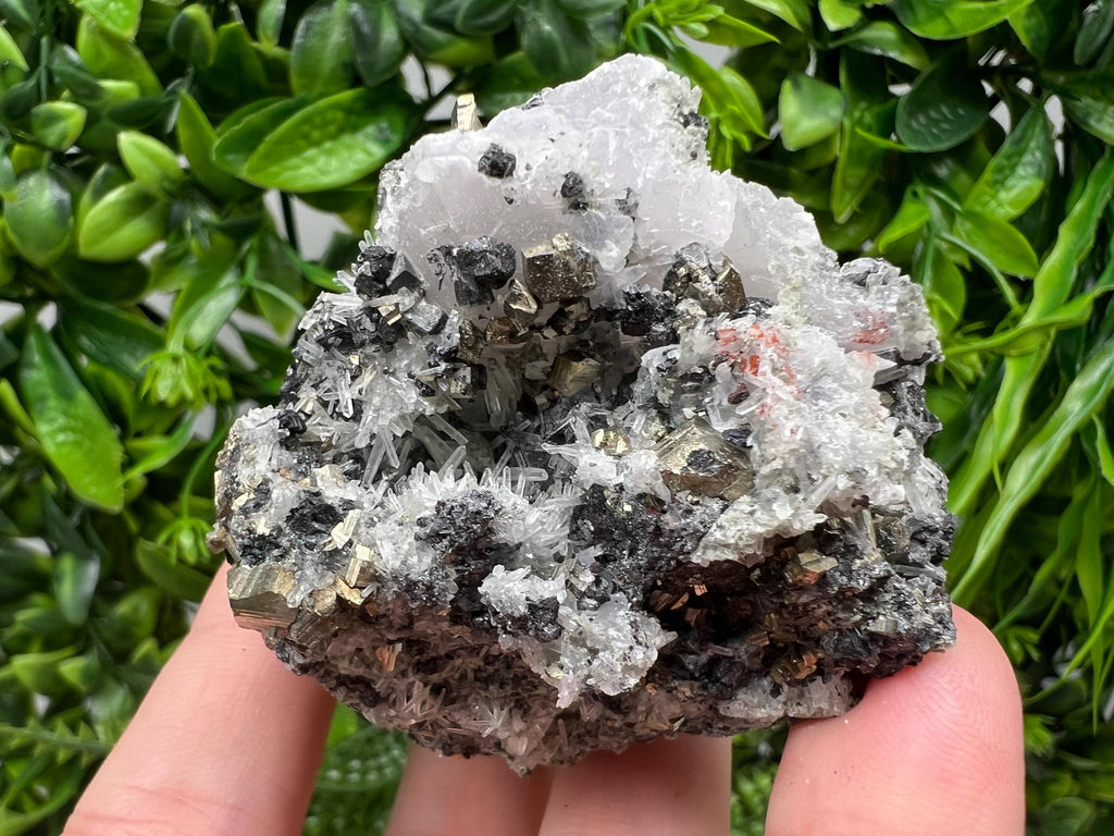 Pyrite Quartz Calcite Specimen: Borieva Mine Mineral Collection