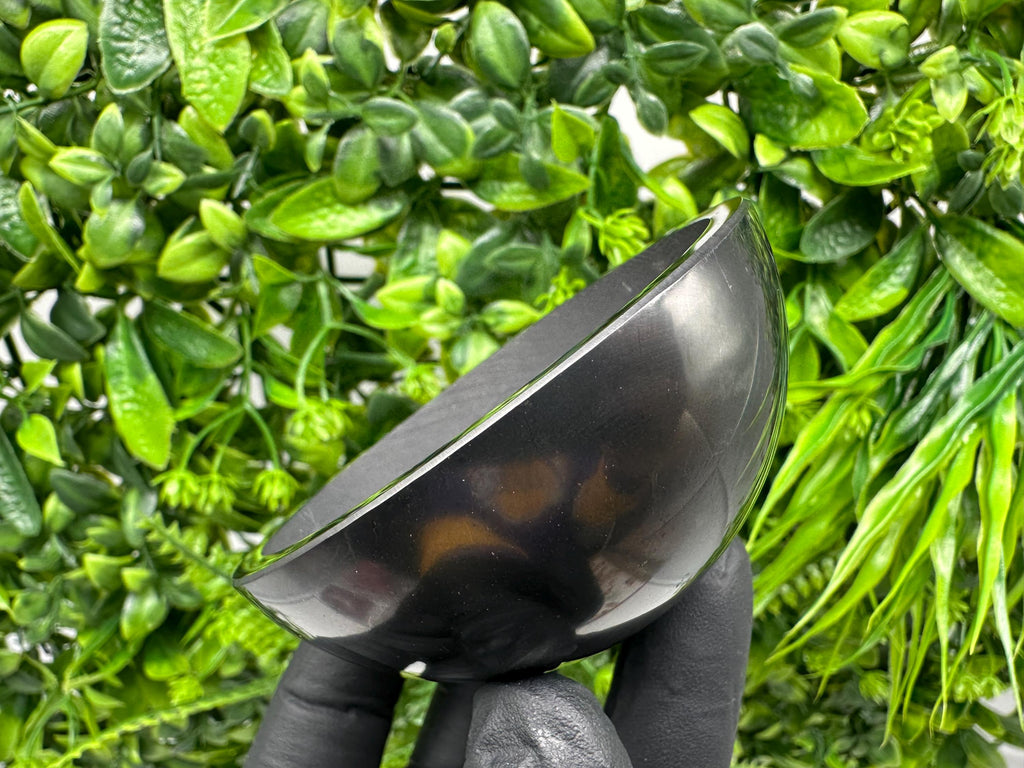 Polished Shungite Bowl 80mm: EMF Protection, Water Purification