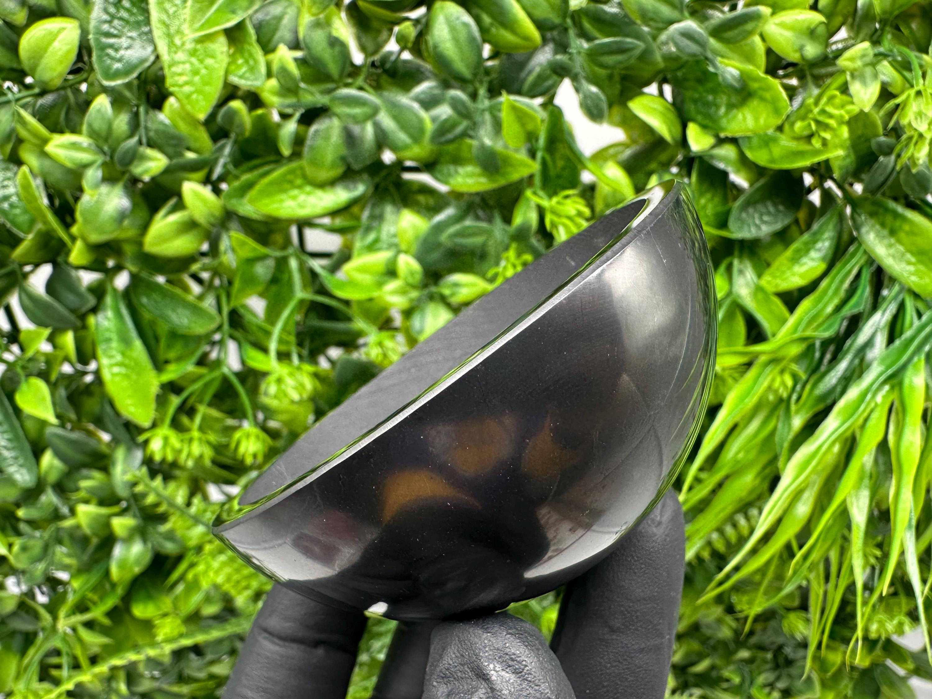 Polished Shungite Bowl 80mm: EMF Protection, Water Purification