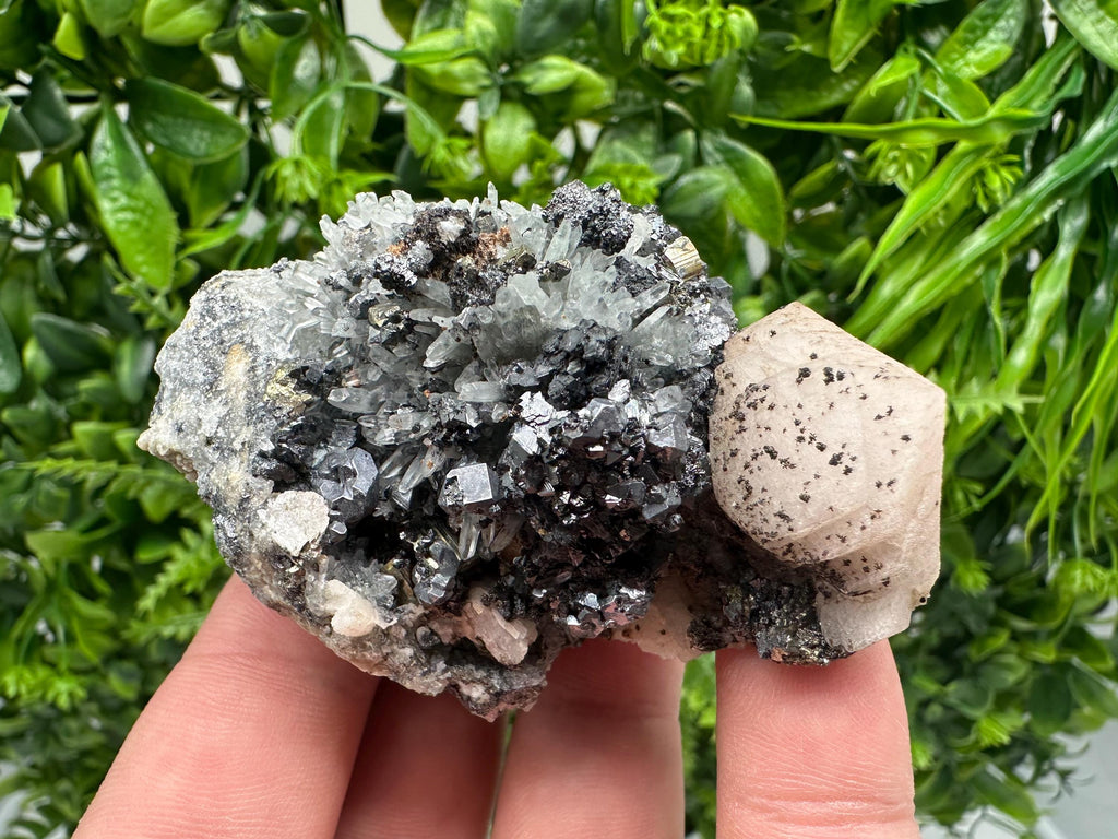 Calcite on Green Quartz: Rare Bulgarian Healing Crystal