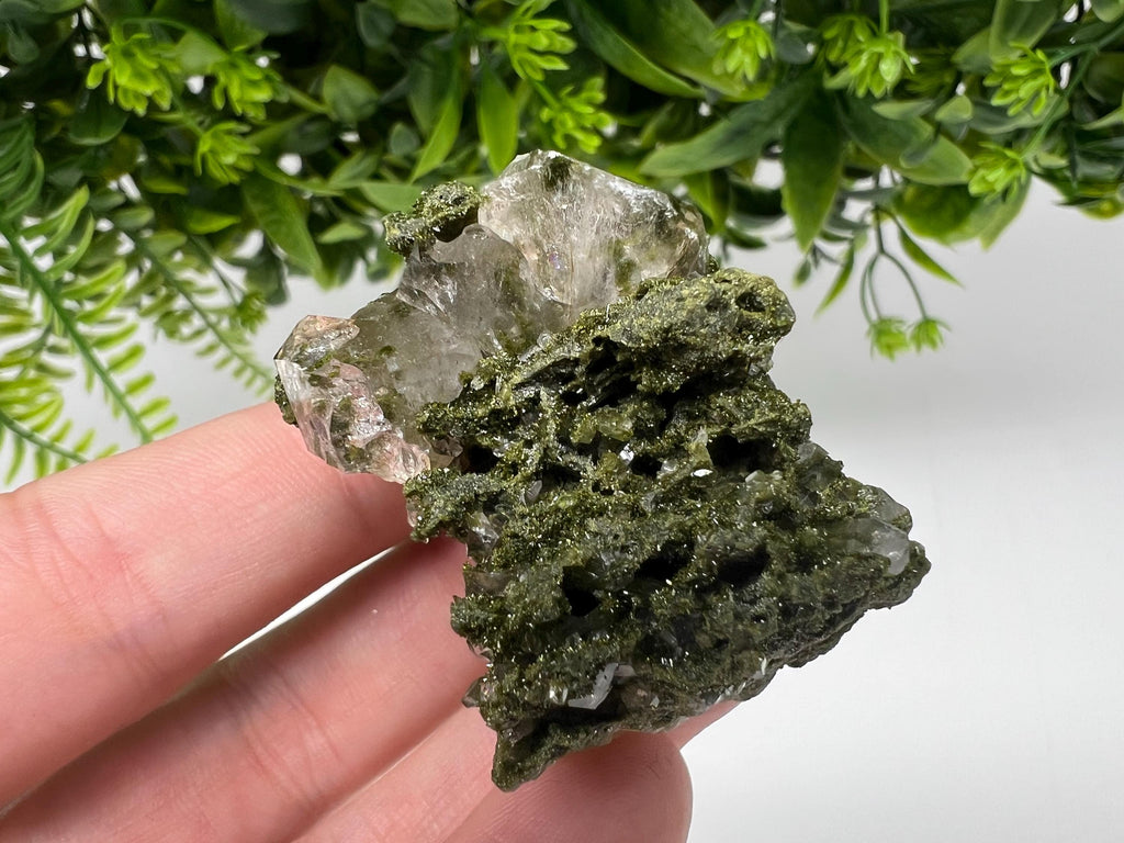 LARGE, Green Epidote with Quartz Crystals - Extremely Sparkly with Rainbows,souvenirs collection stone,gift,decor, Eastern Anatolian, Turkey