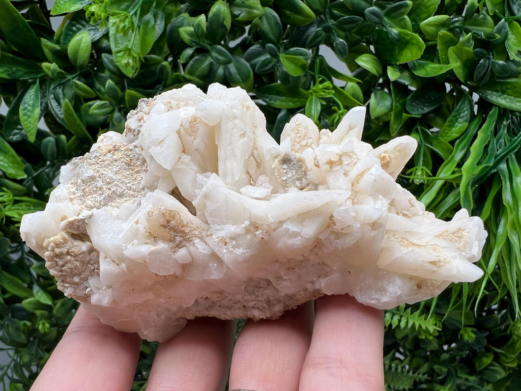 Calcite on Green Quartz: Djurcovo Mine, Bulgaria Healing Crystal