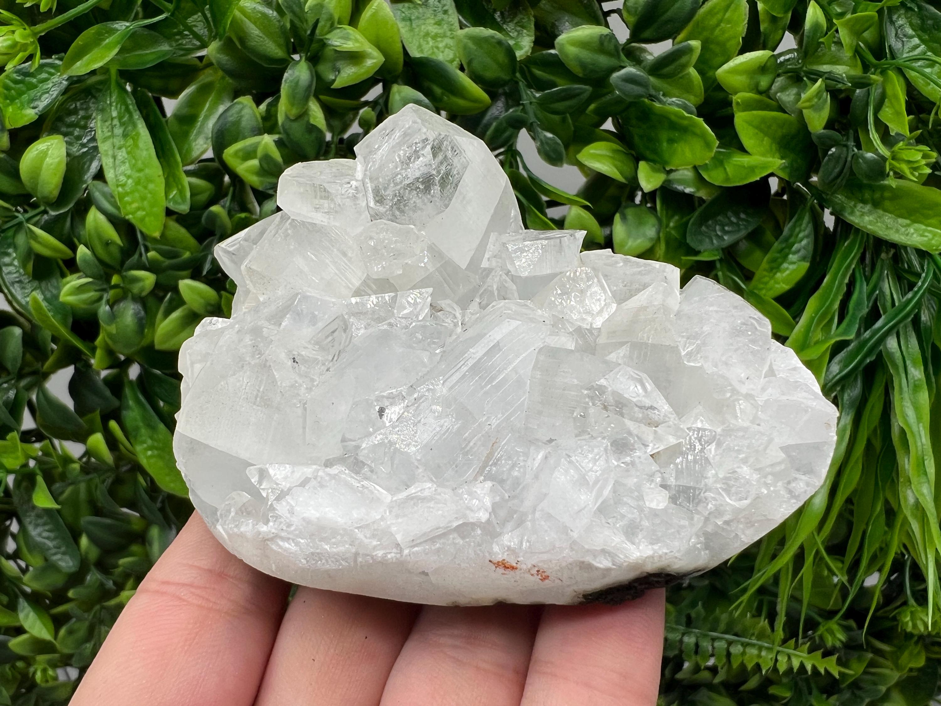 Apophyllite on Chalcedony Specimen: Transparent Crystal, India Minerals