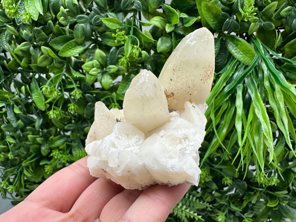 Calcite on Green Quartz: Laki Bulgaria Healing Crystal