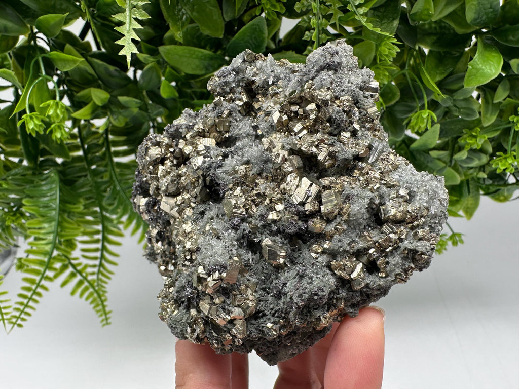Wonderful Pyrite on Green Quartz,natural,collection mineral,gift,home decor stone,rare crystal,collection Borieva mine,Madan,Bulgaria