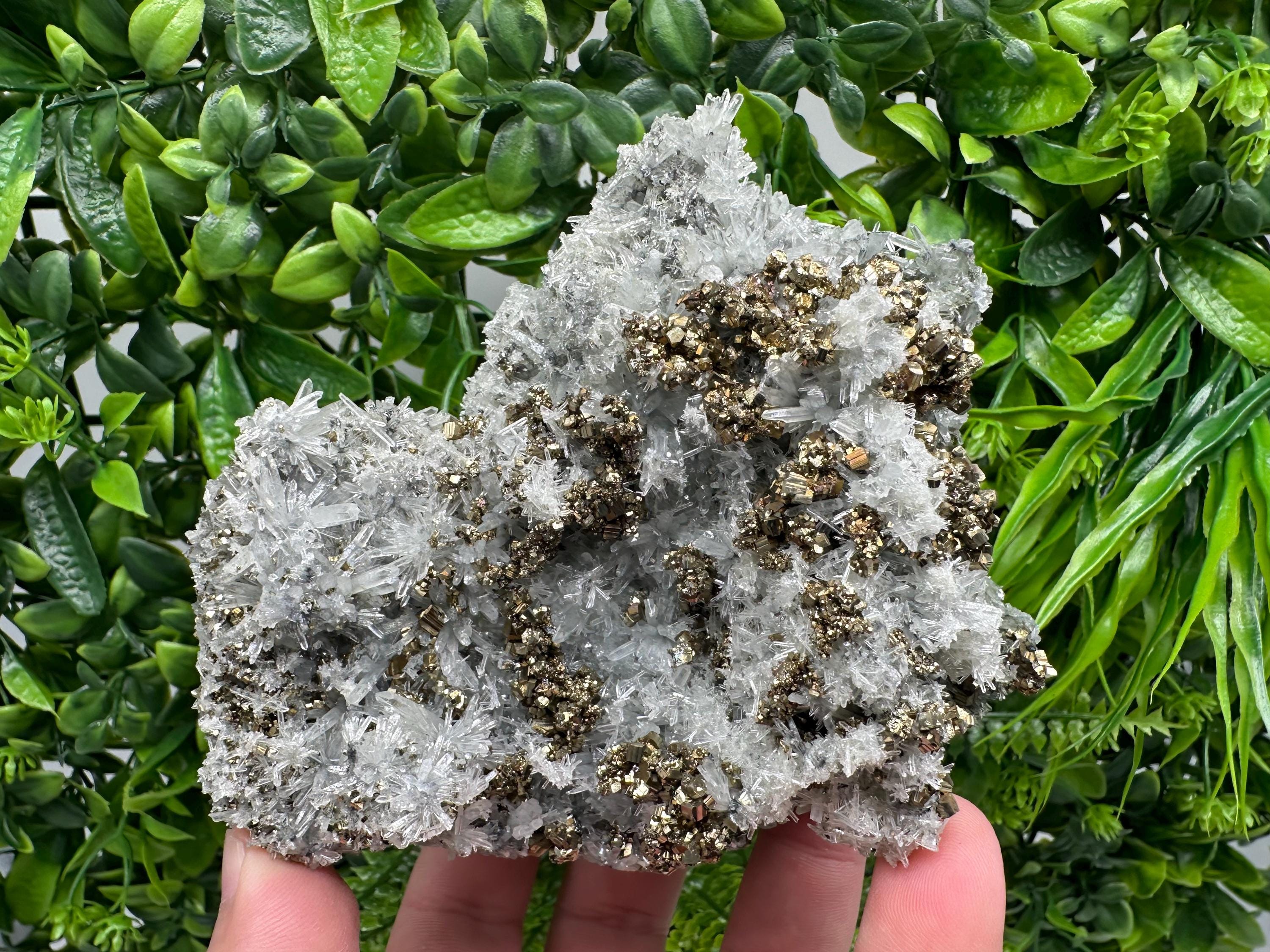 Pyrite on Needle Quartz, Borieva Mine, Bulgaria, Mineral Specimen