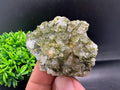 Rare Green Epidote with Quartz Crystals: Sparkly Rainbow Mineral Decor