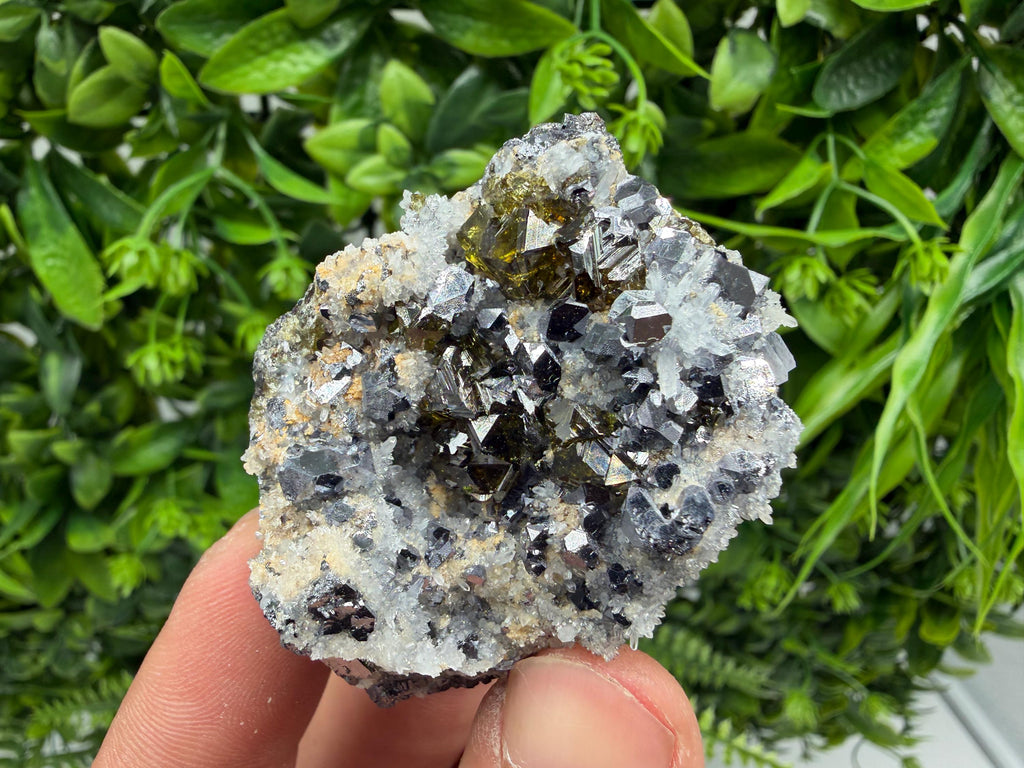 Sphalerite Cleiopfane on Quartz Mineral Specimen, Krushev Dol Mine, Bulgaria Home Decor Stone