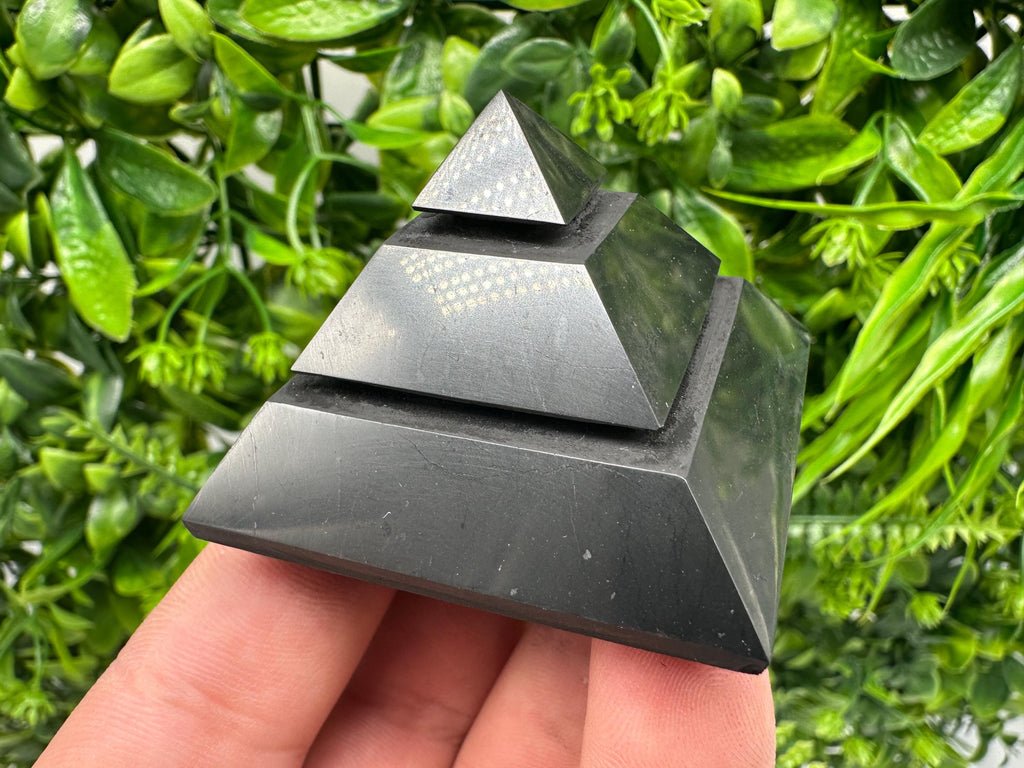 Polished Shungite Pyramid: EMF Protection, Sacred Geometry (5cm)