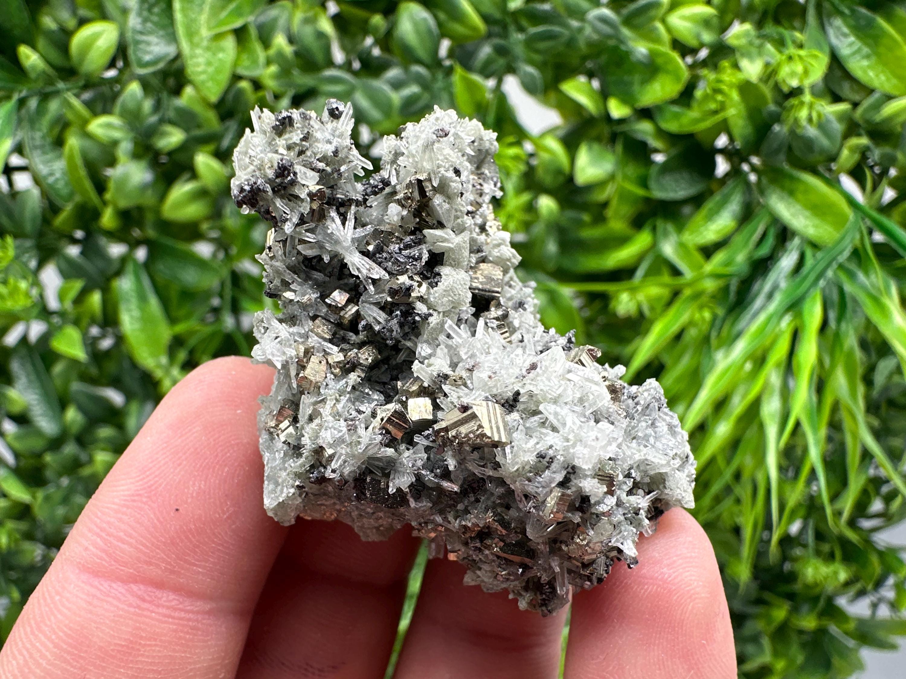 Pyrite on Green Quartz: Bulgaria Mineral Specimen, Home Decor Stone
