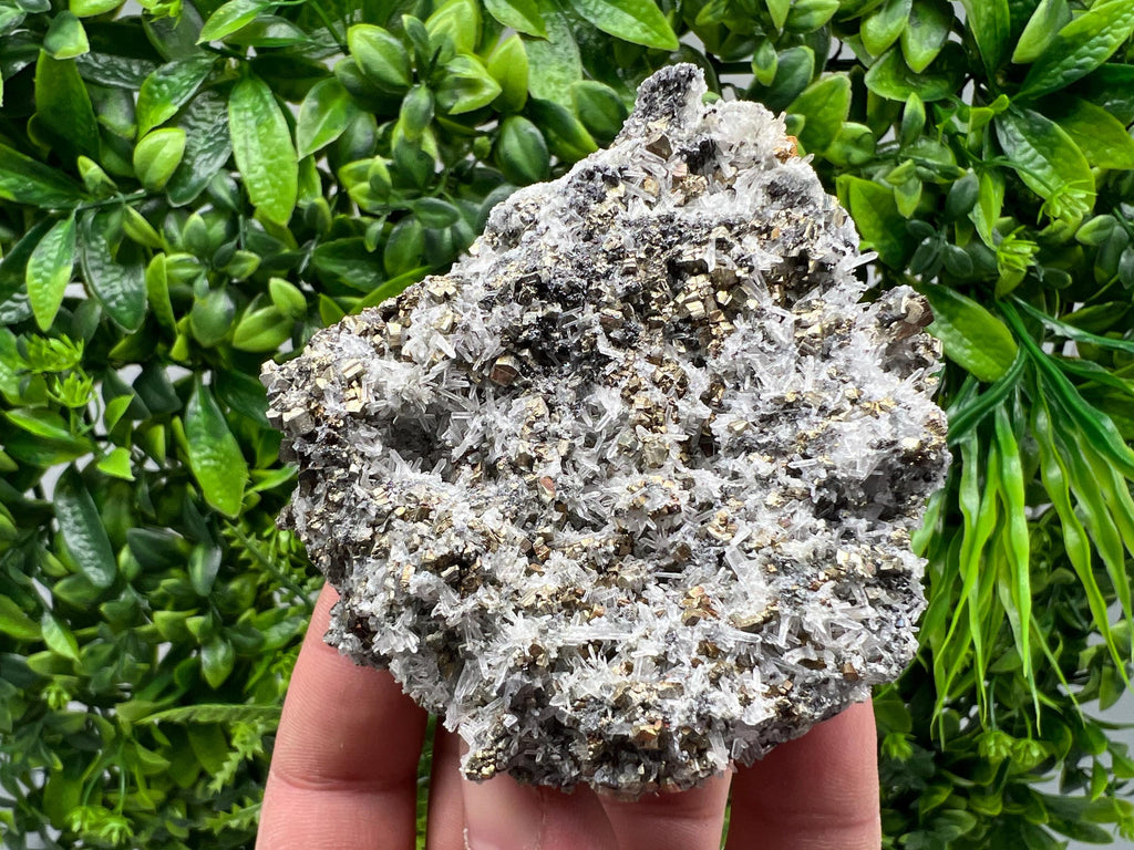 Rainbow Pyrite on Quartz with Oxide, Natural Bulgaria Crystal Souvenir