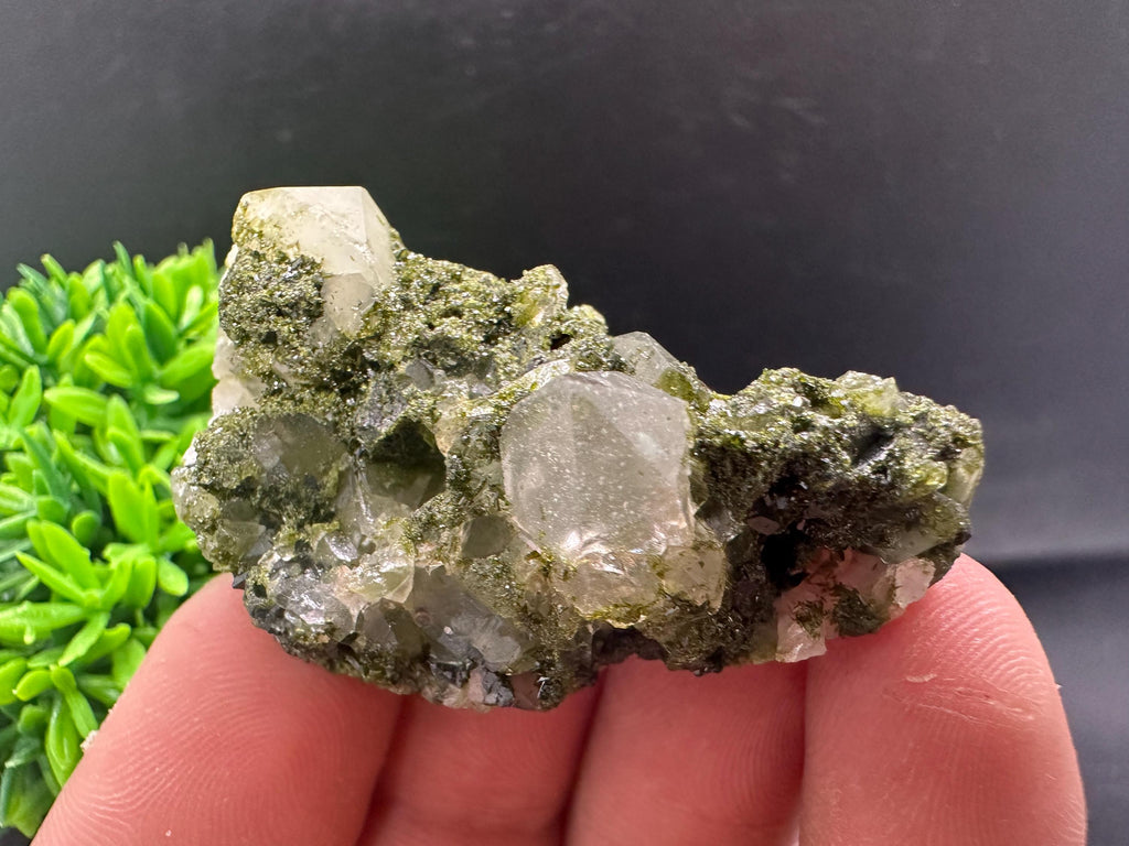 Rare Green Epidote with Quartz Crystals, Eastern Anatolia Turkey