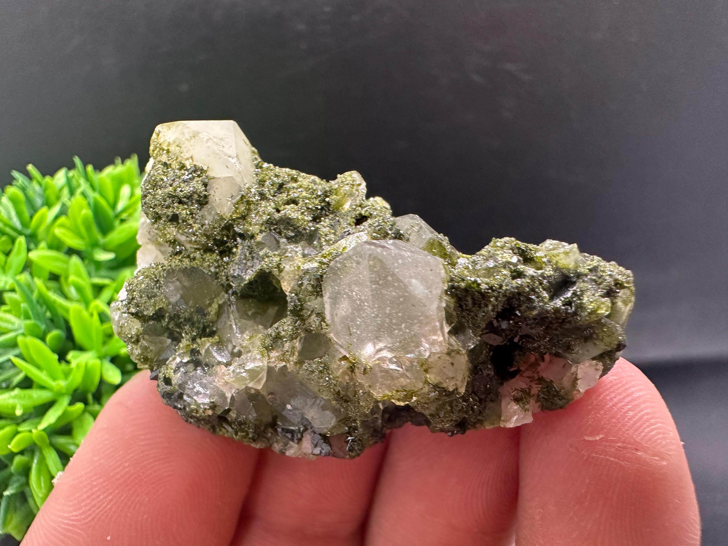 Rare Green Epidote with Quartz Crystals, Eastern Anatolia Turkey
