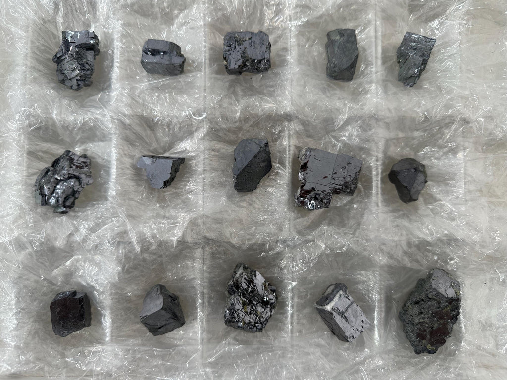 Shiny Galena Cluster Chunks: Madan Bulgaria Minerals (Set of 15)
