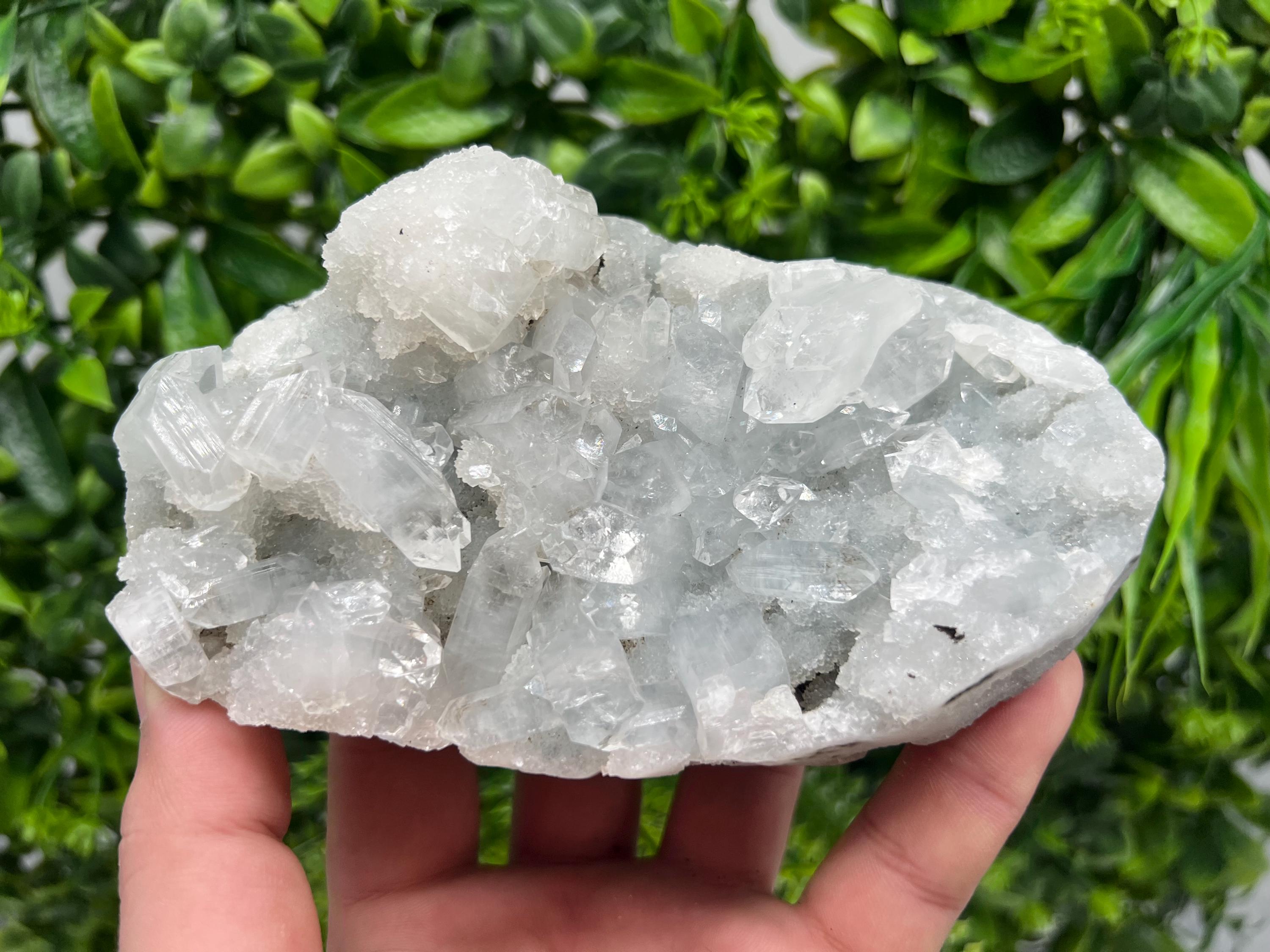 Transparent Apophyllite on Chalcedony, India Mineral Specimen
