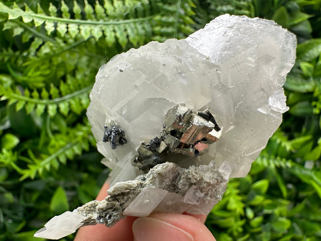 Calcite Pyrite Galena Mineral Cluster on Quartz, Borieva Bulgaria