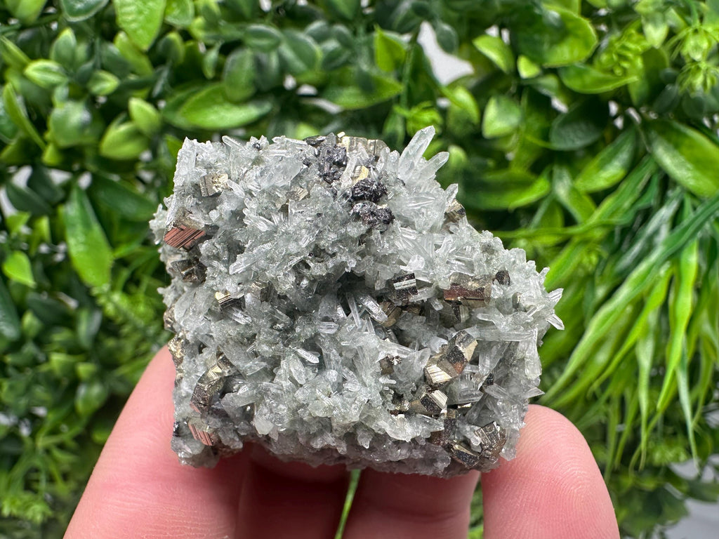 Pyrite on Green Quartz, Bulgaria Mineral Specimen