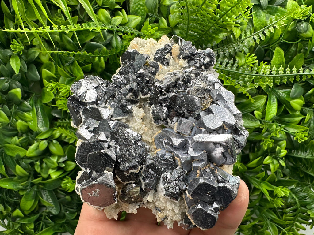 Skeletal Galena, Sphalerite, Quartz, and Calcite Mineral Specimen