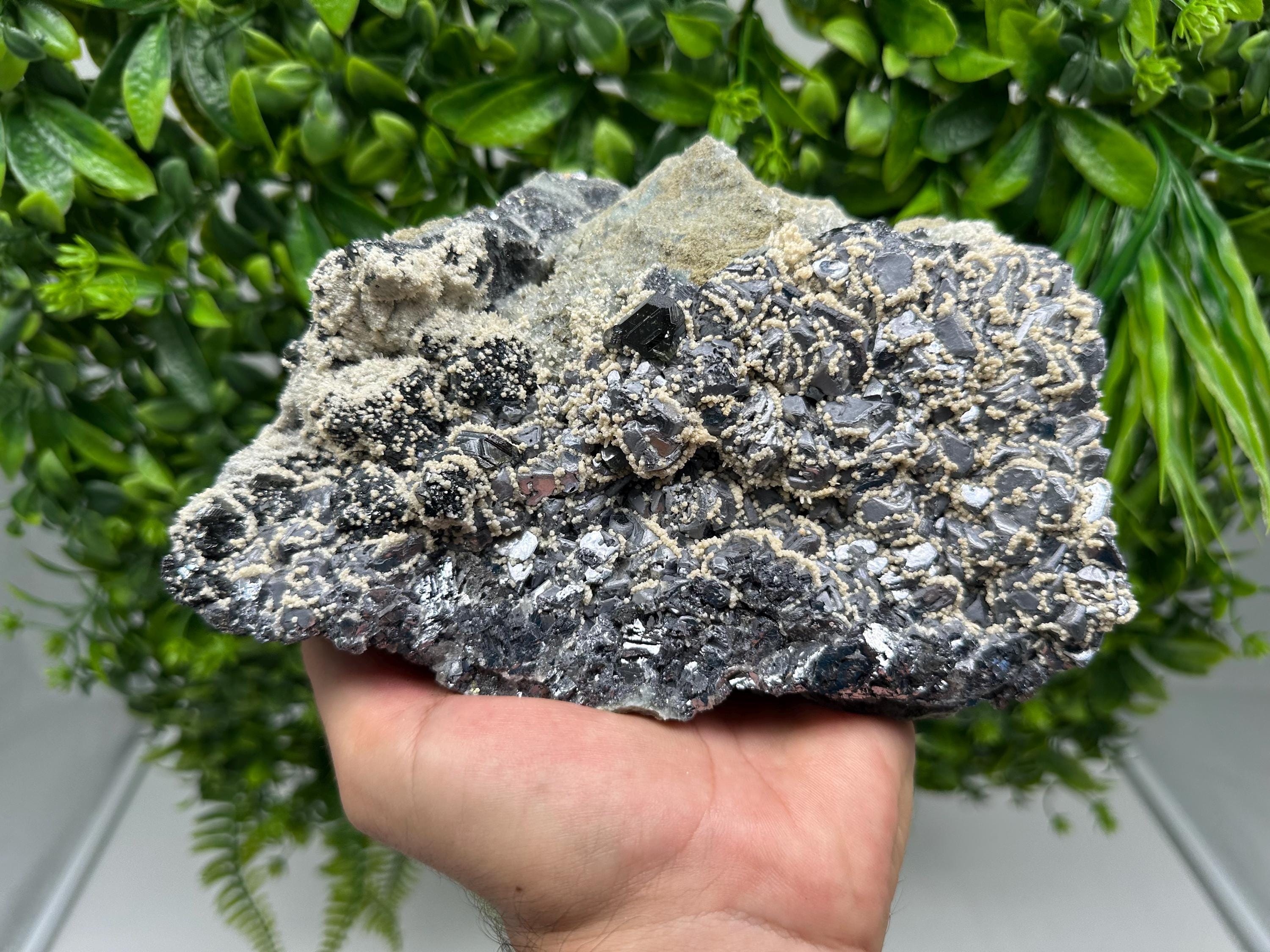 Skeletal Galena Mineral Specimen: Sphalerite, Quartz, Calcite - Krushev Dol Mine