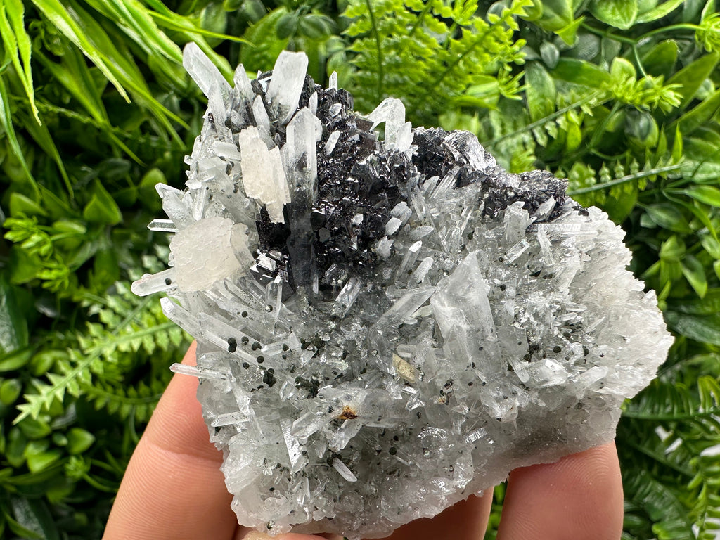 Sphalerite on Quartz Cluster, Natural Minerals Specimen, Home Decor Stone