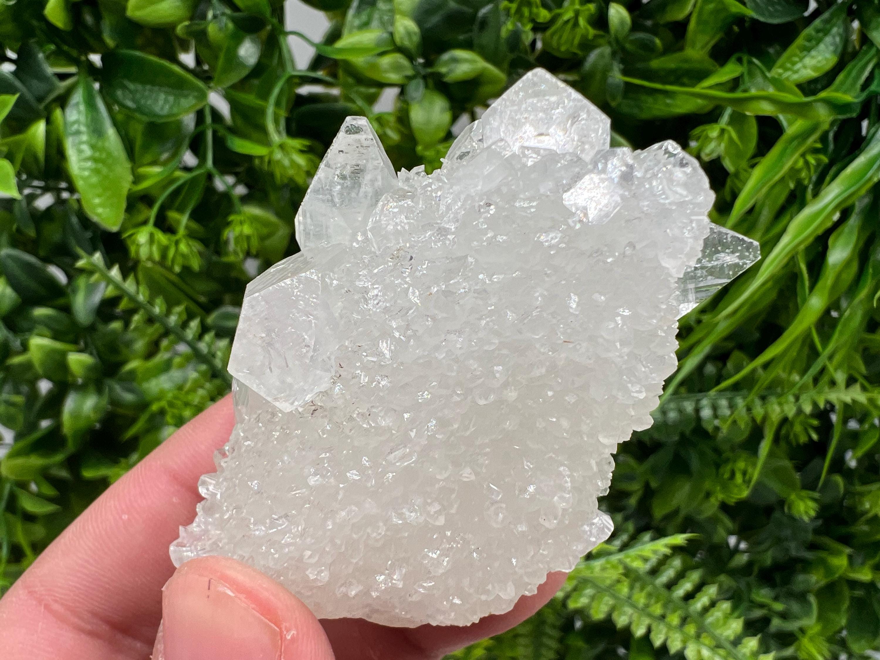 Transparent Apophyllite on Chalcedony, Natural Crystal Specimen, India Minerals