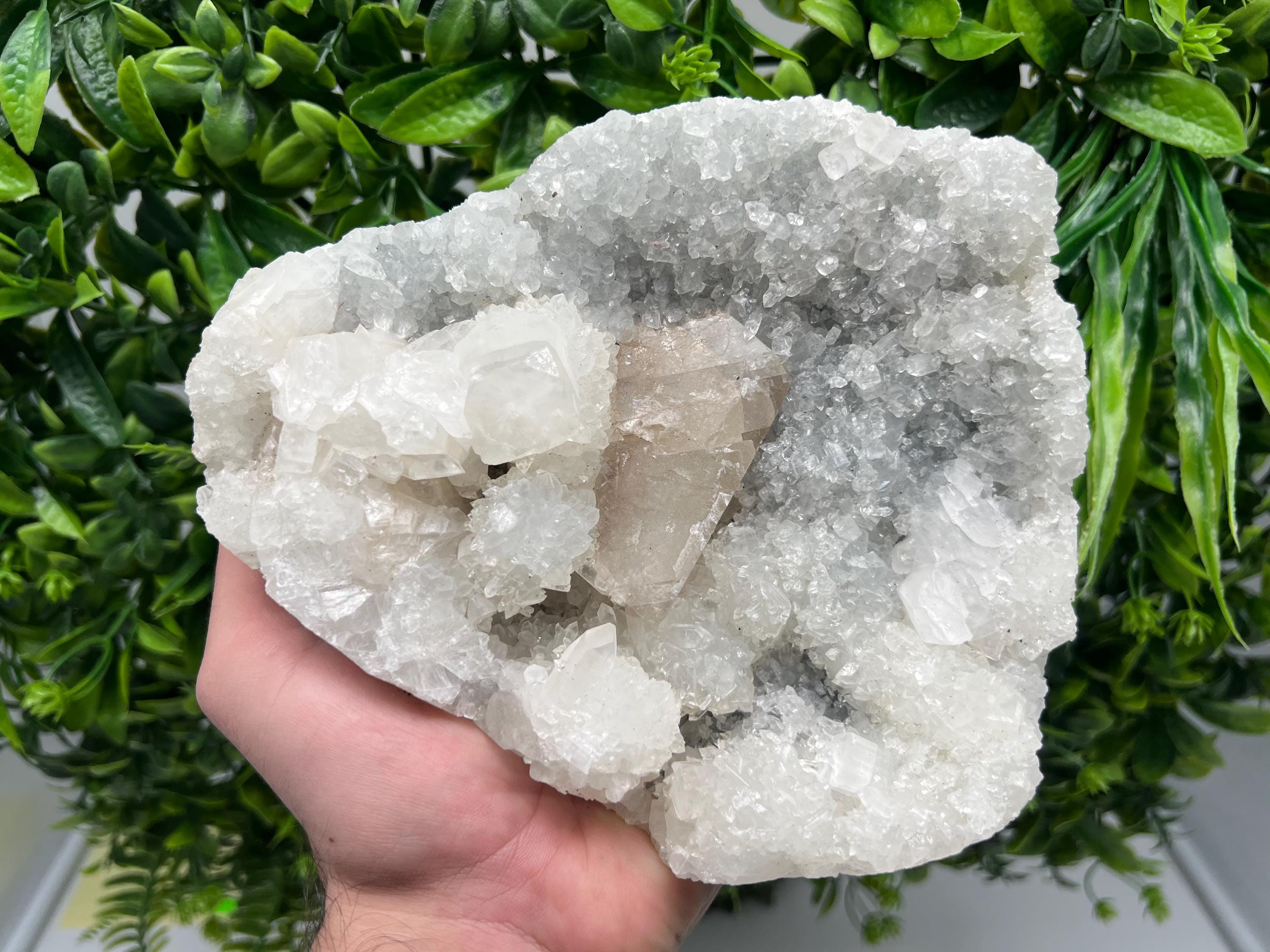 Apophyllite Stilbite on Chalcedony, Natural Mineral Specimen, India