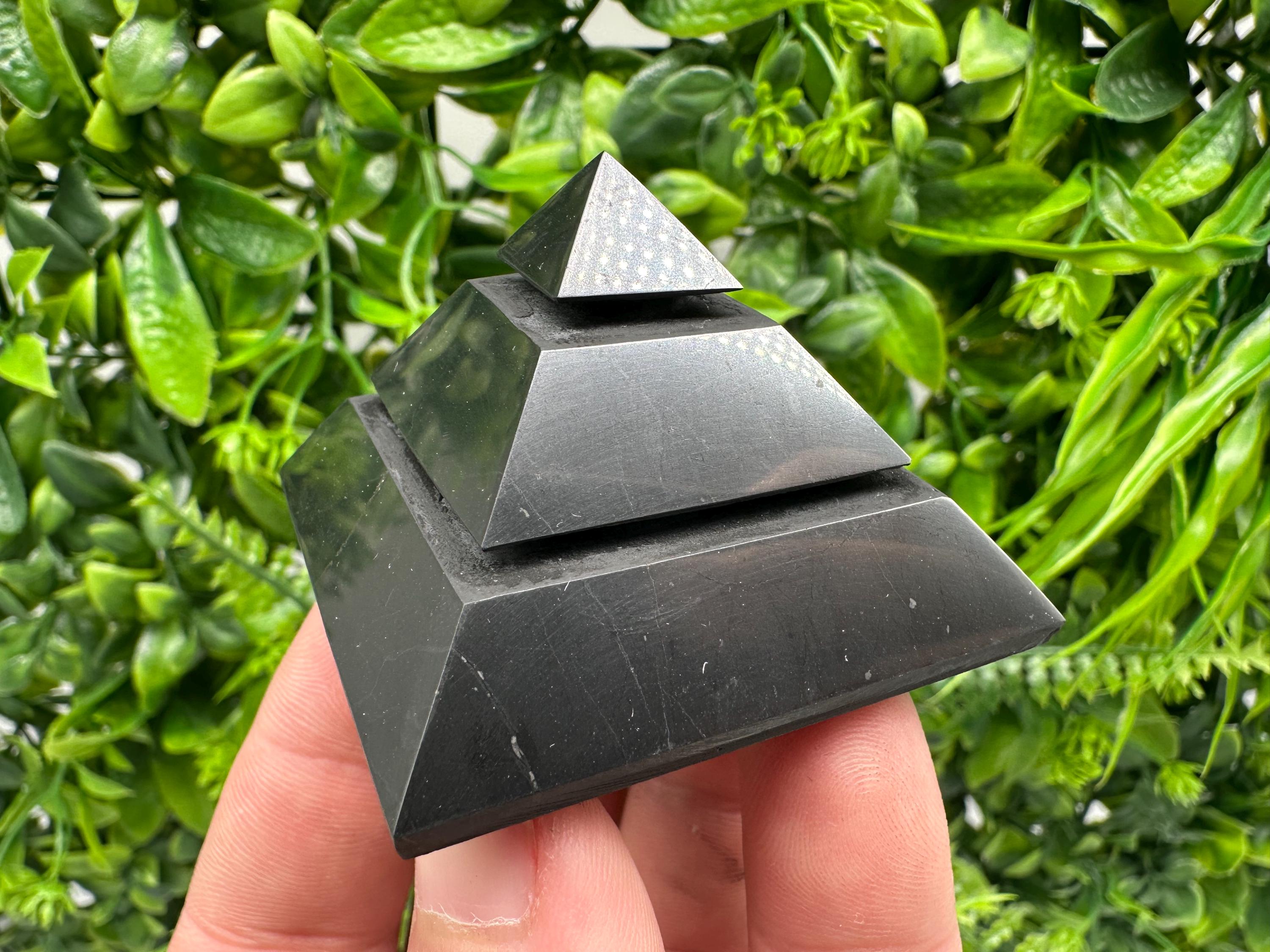 Polished Shungite Pyramid: EMF Protection, Sacred Geometry (5cm)