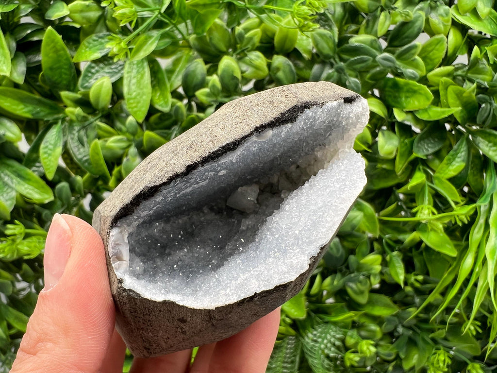 Natural Chalcedony Crystal Geode, India Mineral Specimen, Home Decor