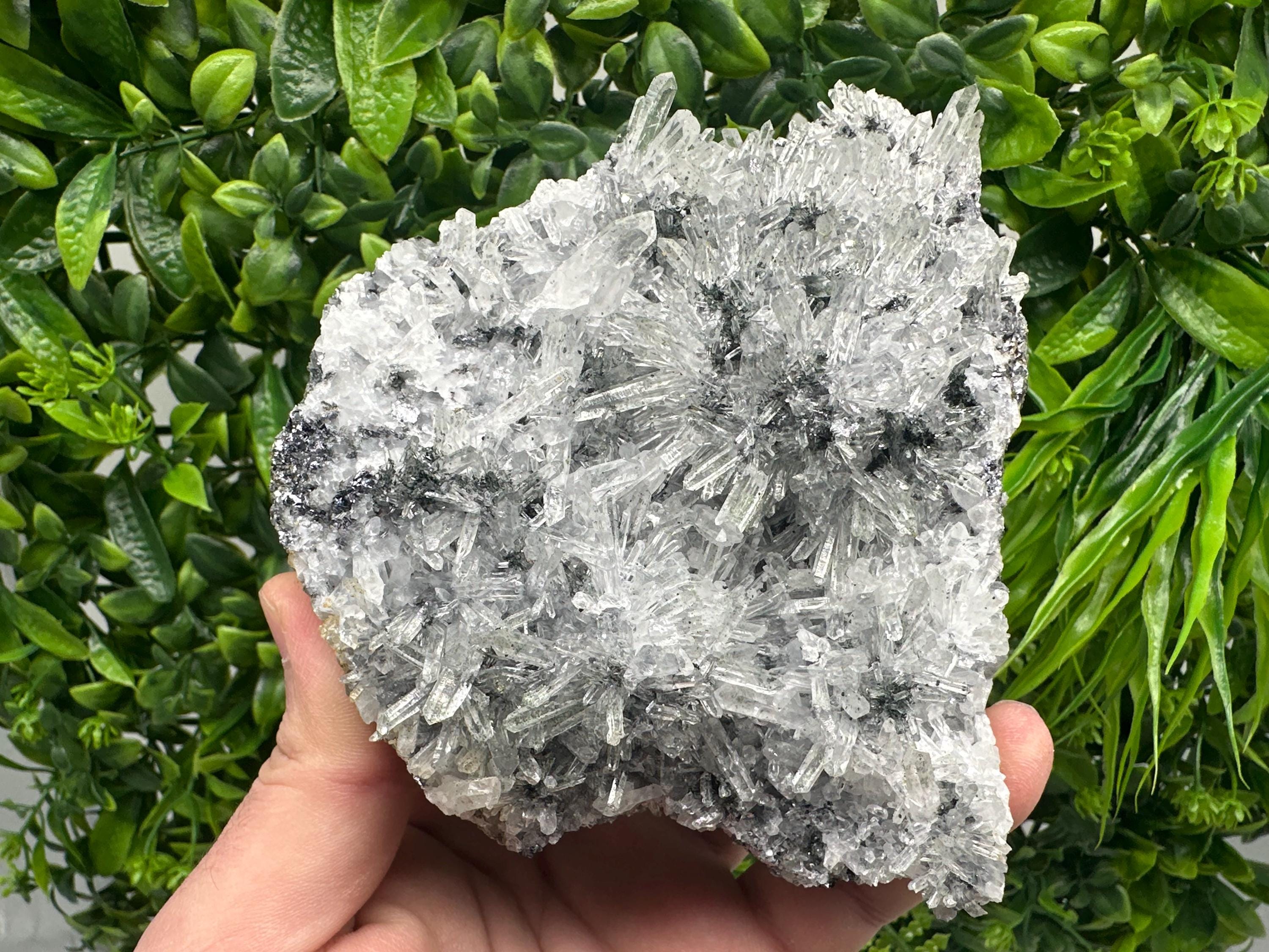 Quartz Cluster with Black Sphalerite, Home Decor Stone