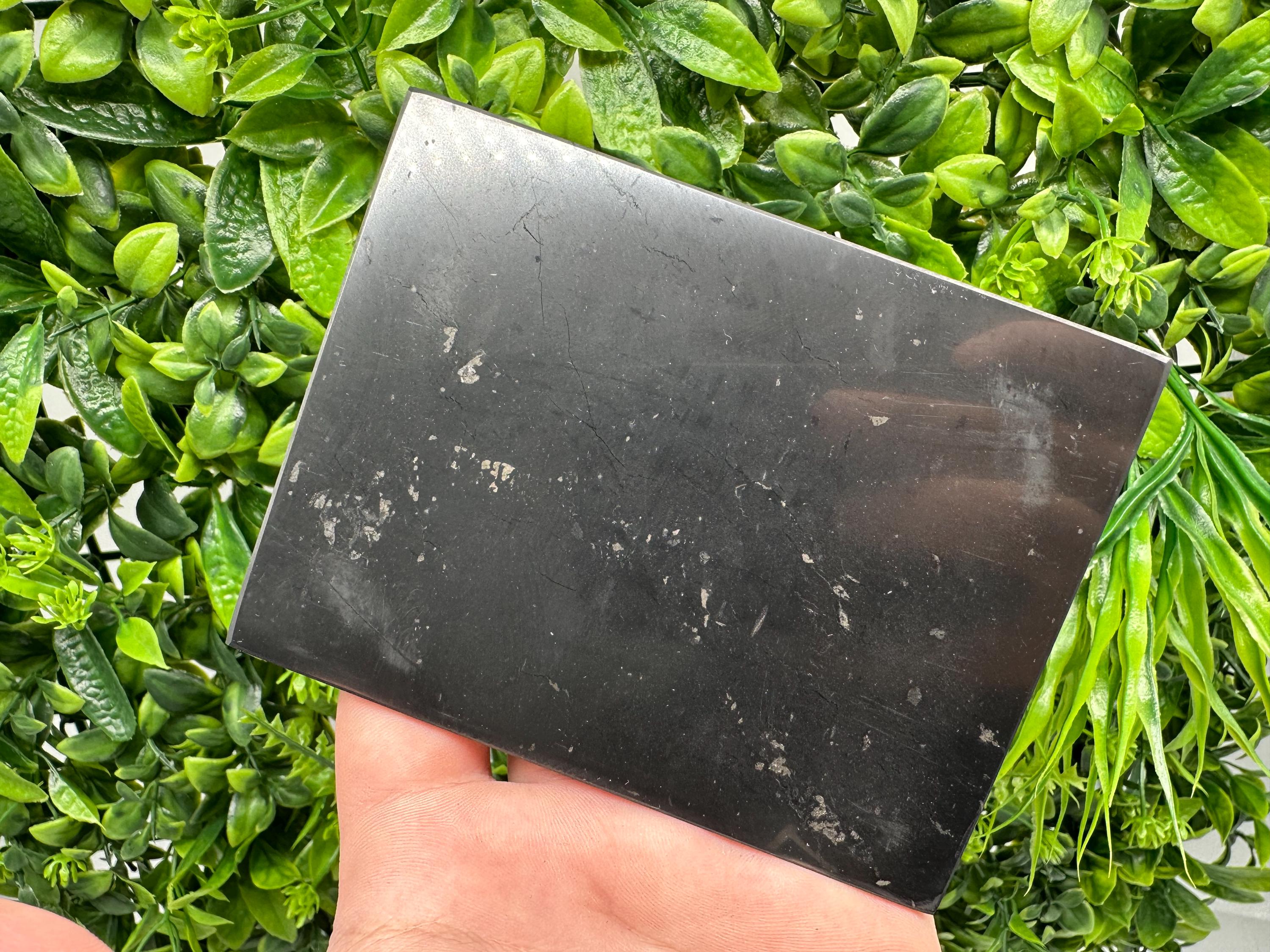Polished Shungite Tile, Karelia Russia, Healing Stone (9/12cm)