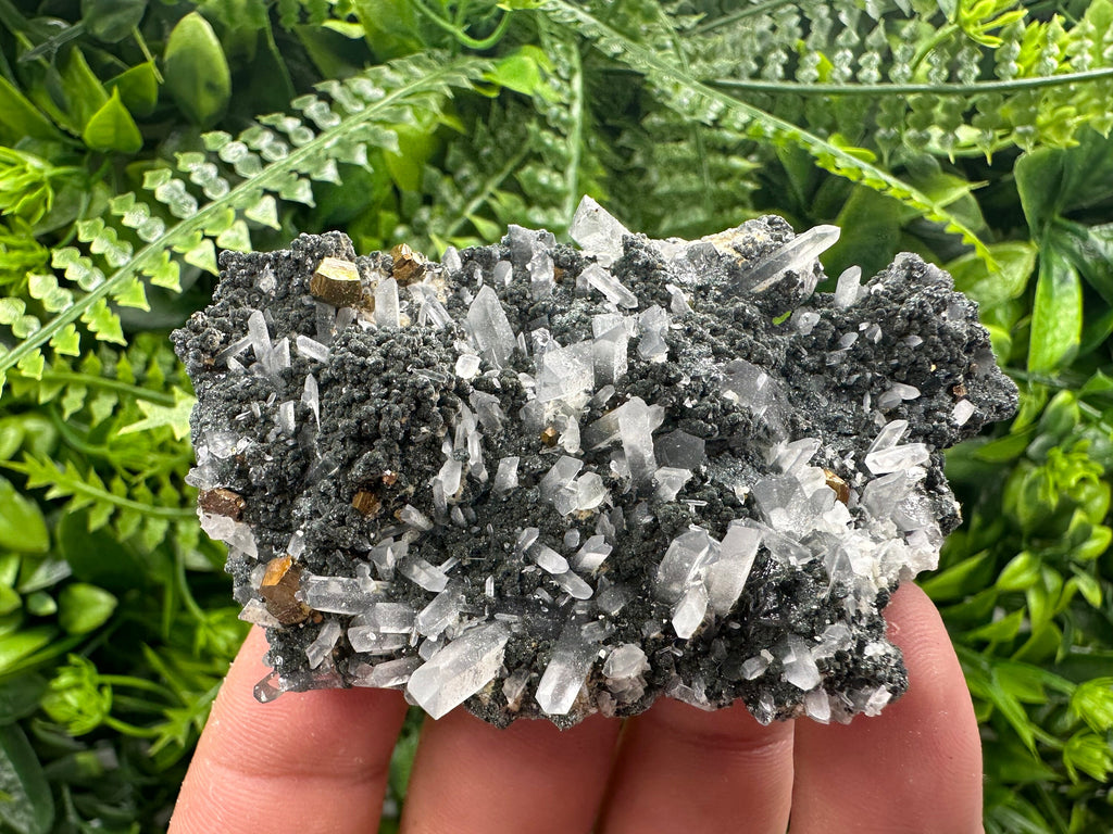 Quartz with Calcite and Chlorite: Borieva Mine Crystal Souvenir