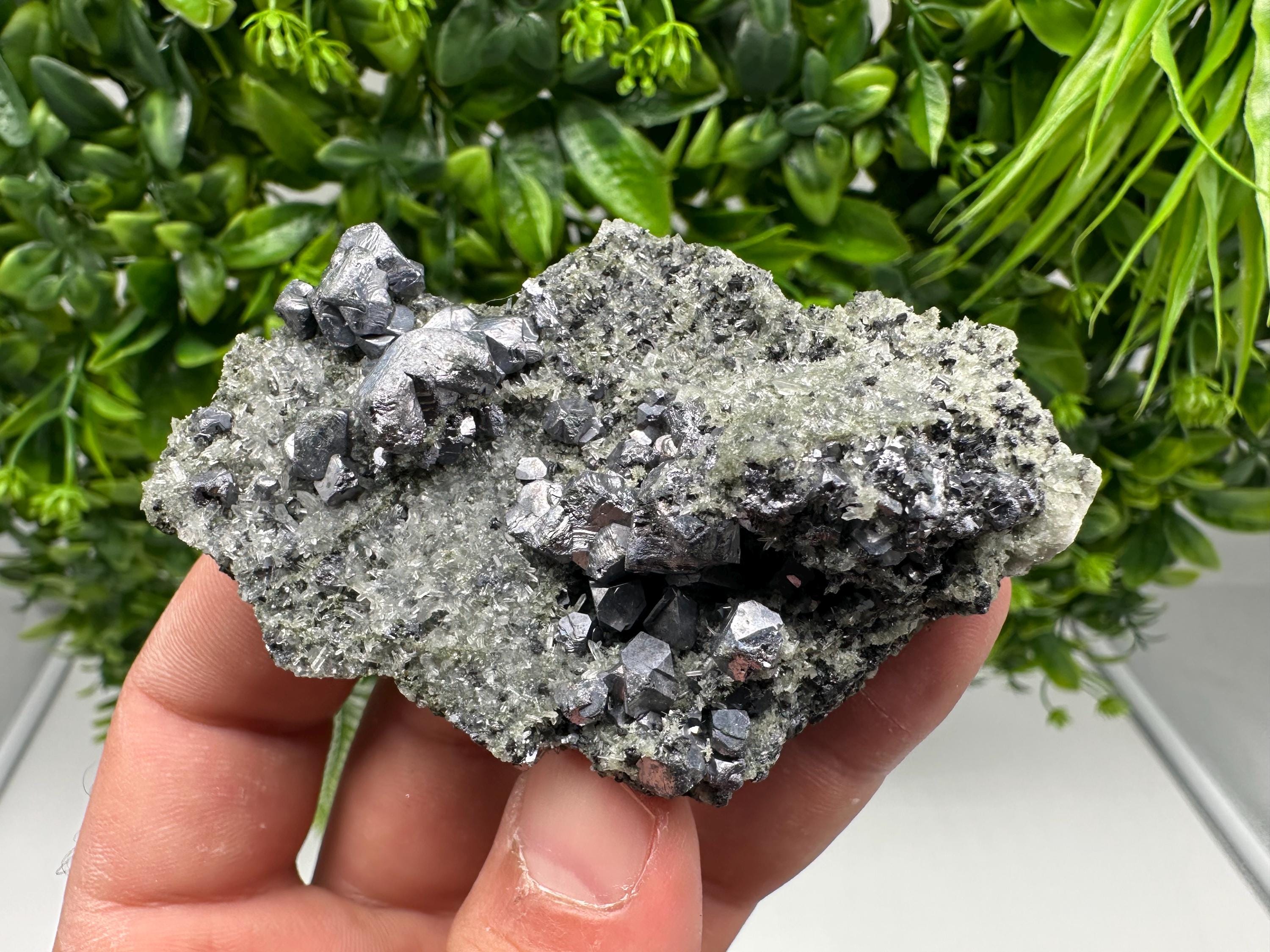Sphalerite Galena Crystal Cluster with Quartz, Epidote & Chlorite