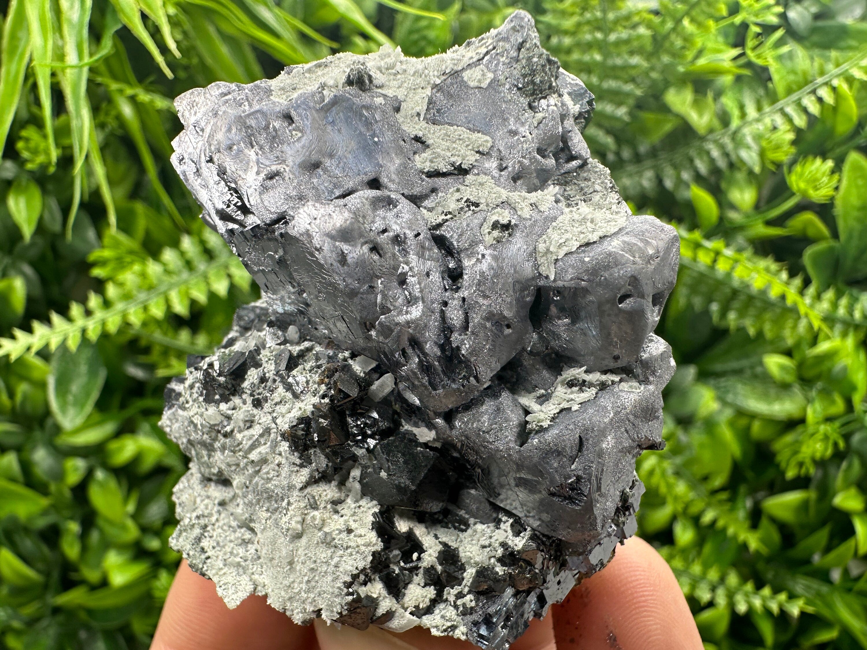 Galena on Sphalerite and Quartz, Borieva Mine Mineral Specimen