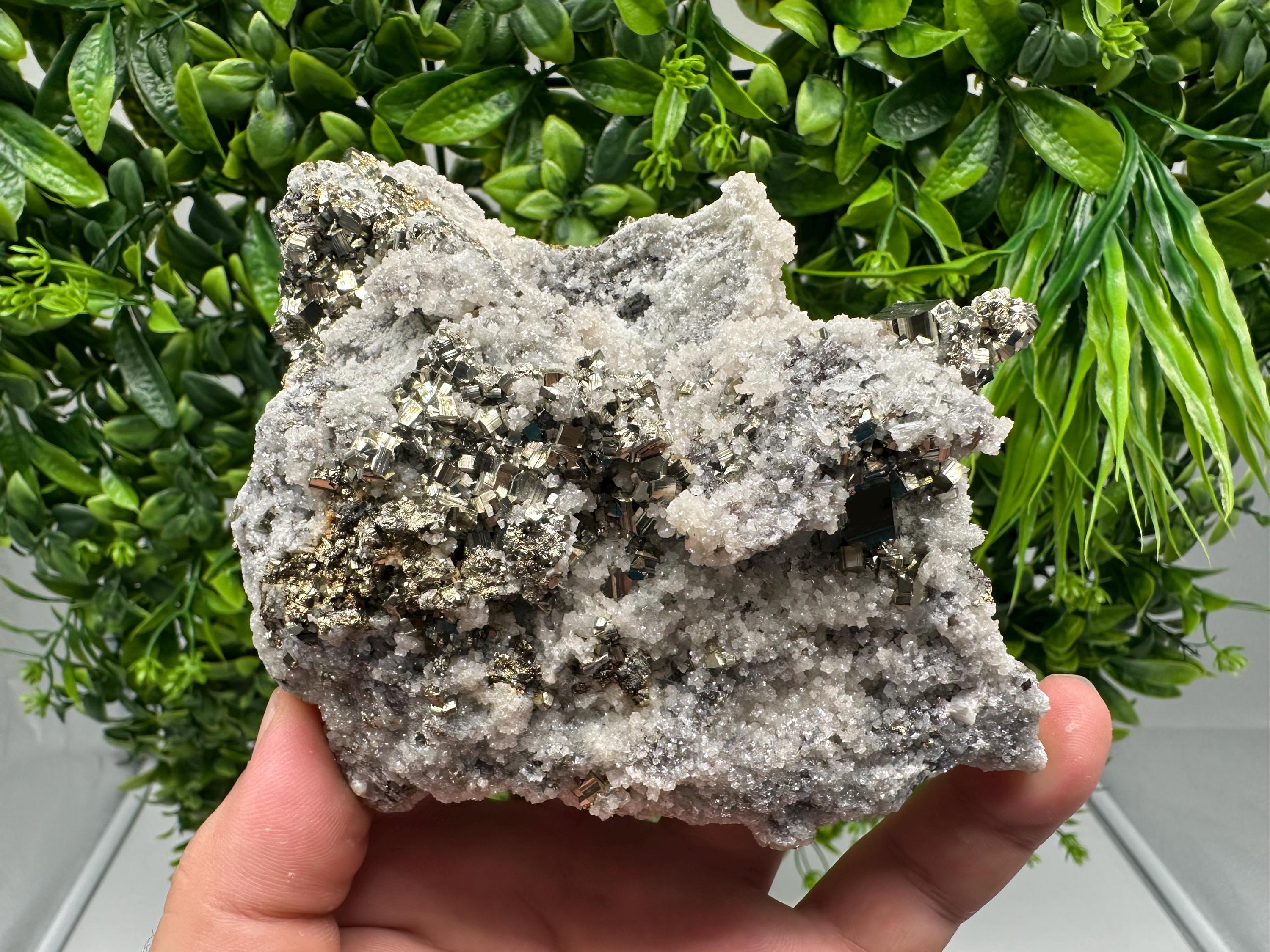 Stunning Pyrite on Quartz,Calcite from Borieva mine,Madan,Bulgaria,natural,collectible mineral specimen,home decor stone,collection crystal